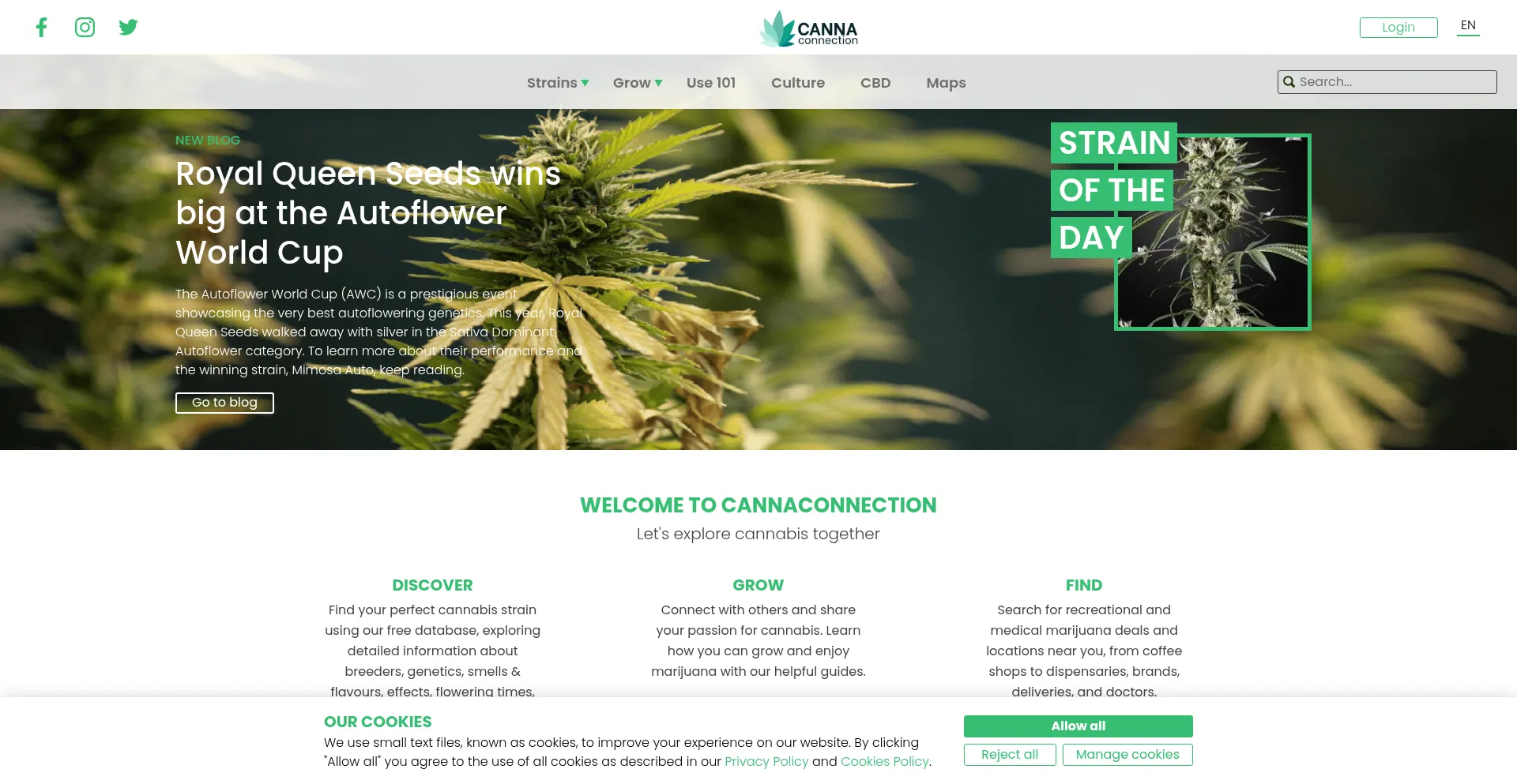 Website screenshot of Cannaconnection.com