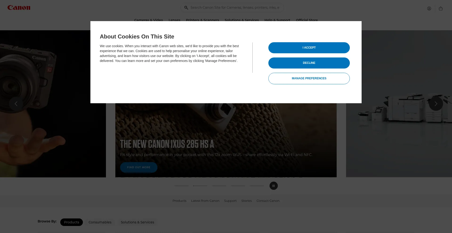 Canon.co.uk Screenshot