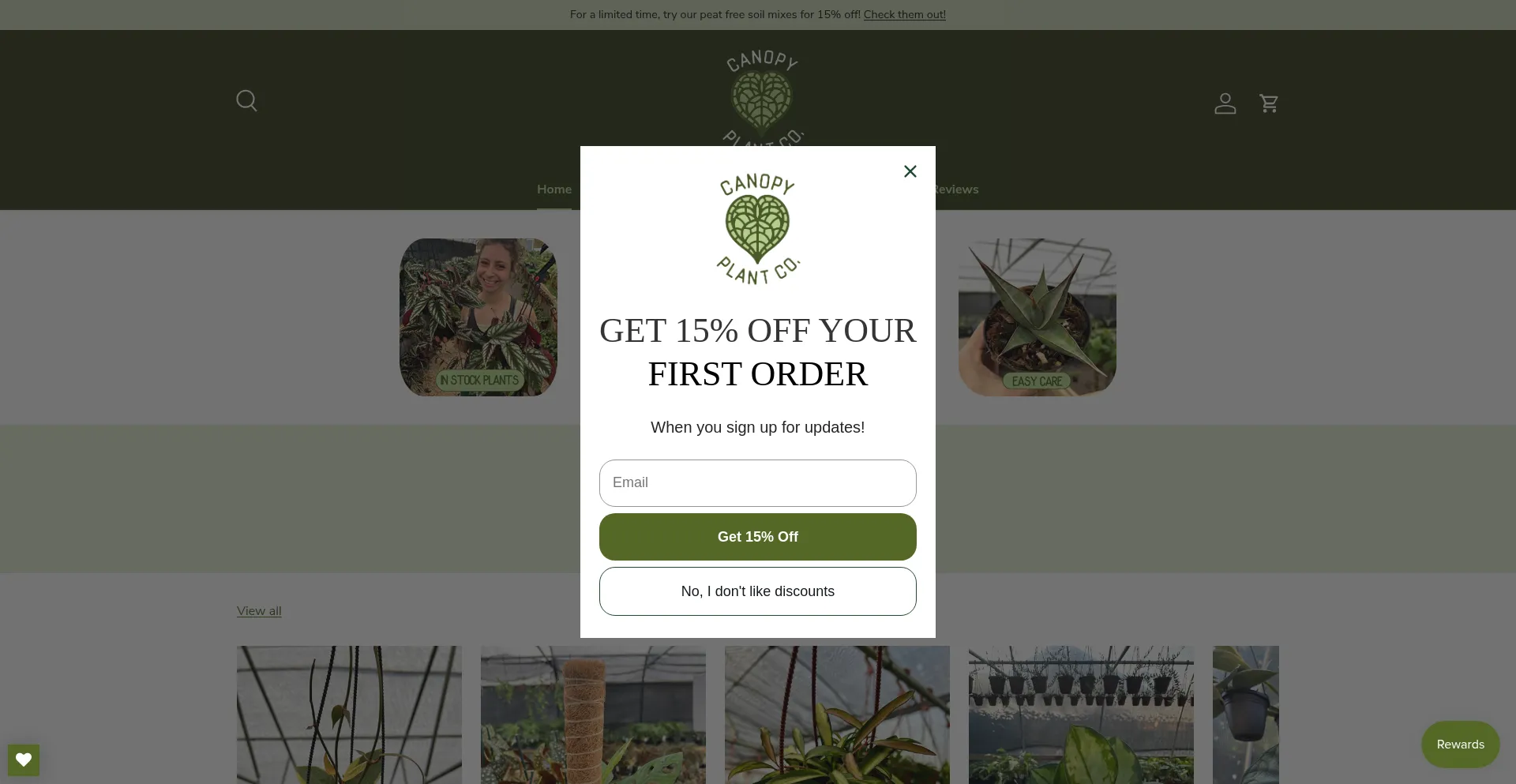 Website screenshot of Canopyplantco.com