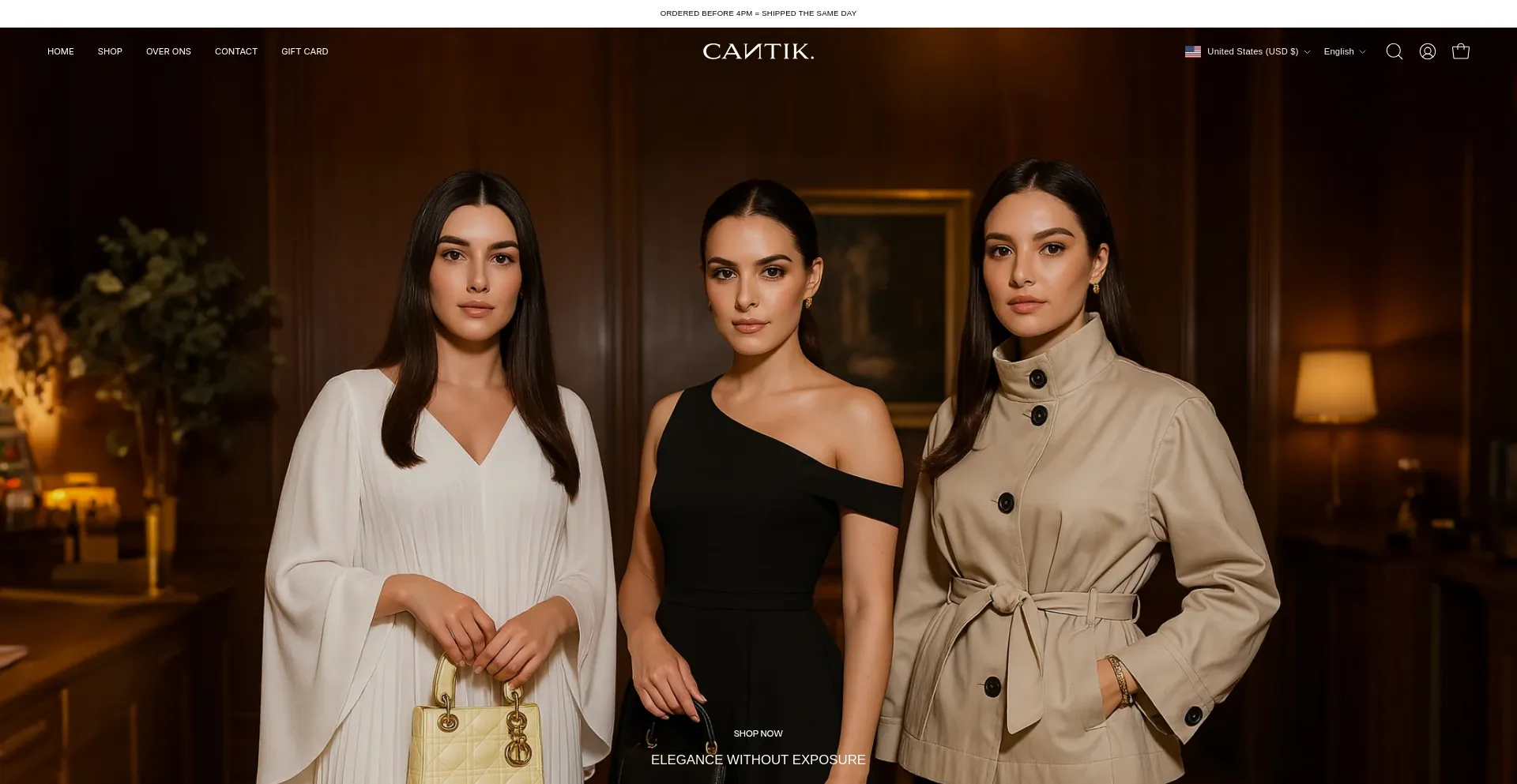 Website screenshot of Cantikclothing.com