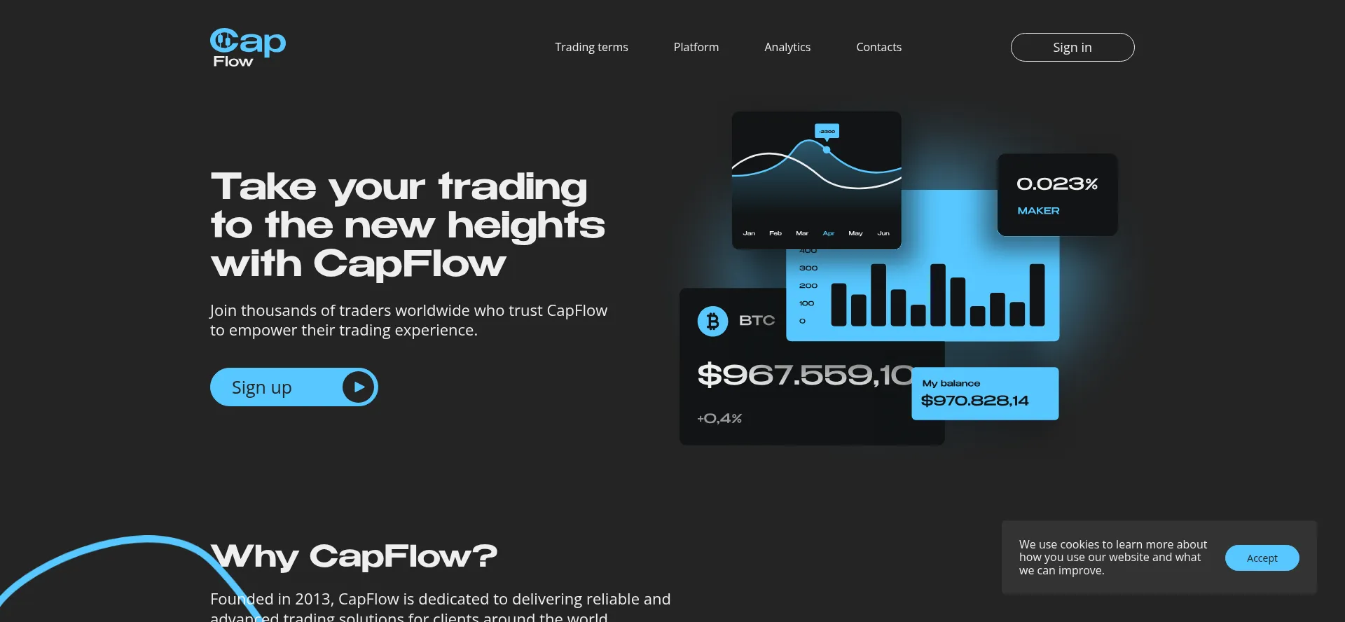 Website screenshot of Cap-flow.com