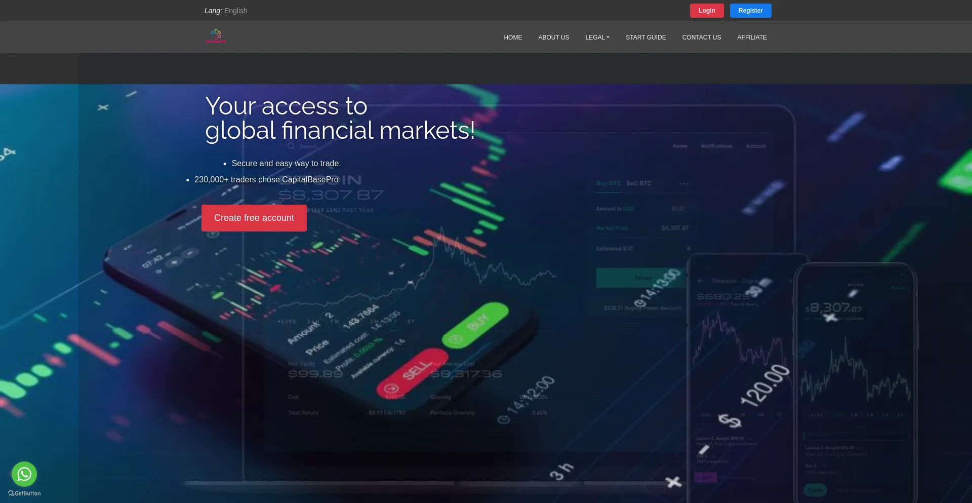 Website screenshot of Capitalbasepro.com