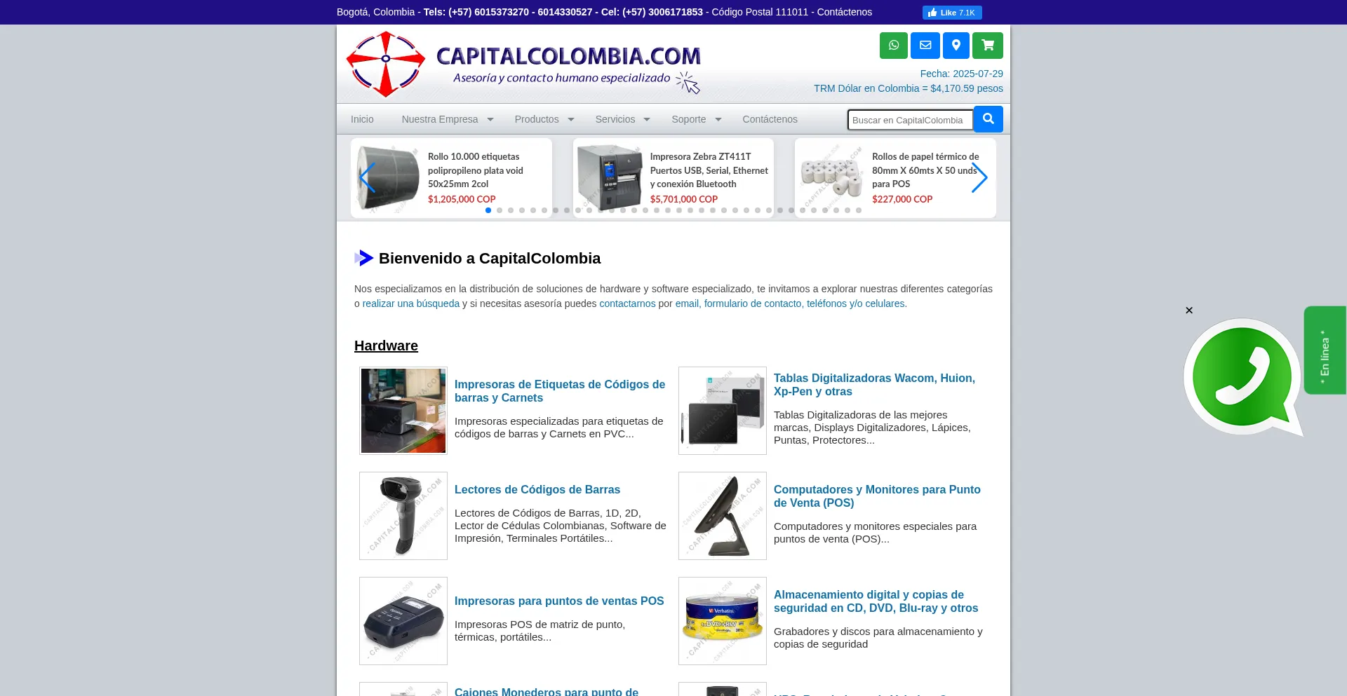 Website screenshot of Capitalcolombia.com