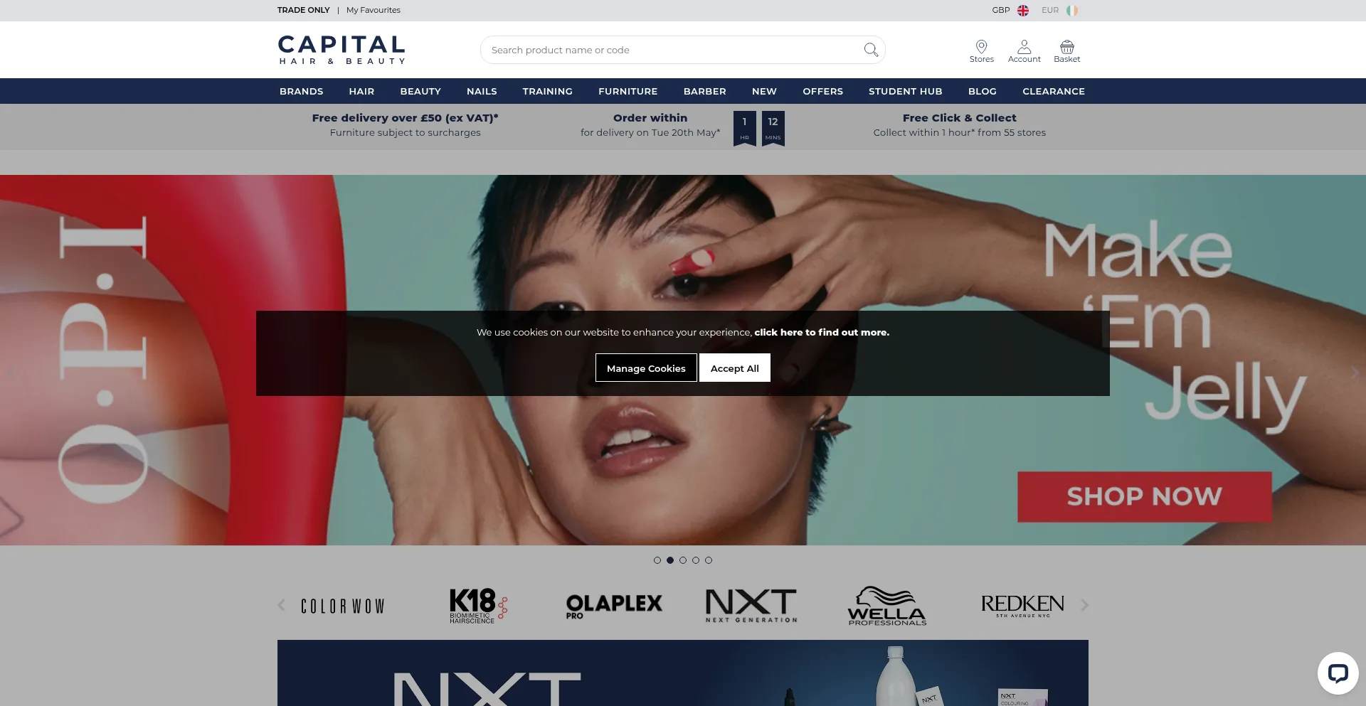 Website screenshot of Capitalhairandbeauty.co.uk