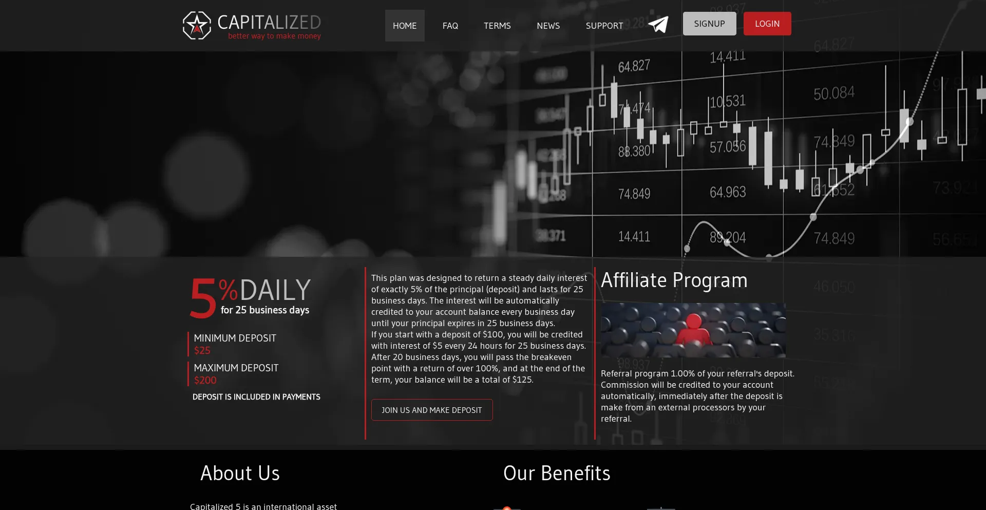 Website screenshot of Capitalized5.biz