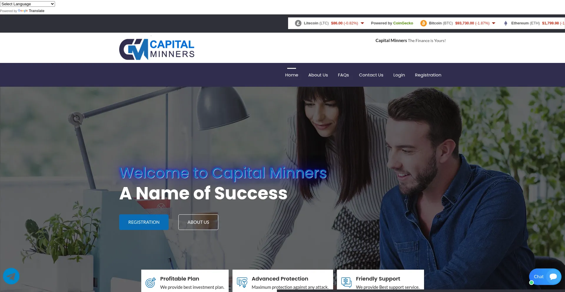 Website screenshot of Capitalminners.com