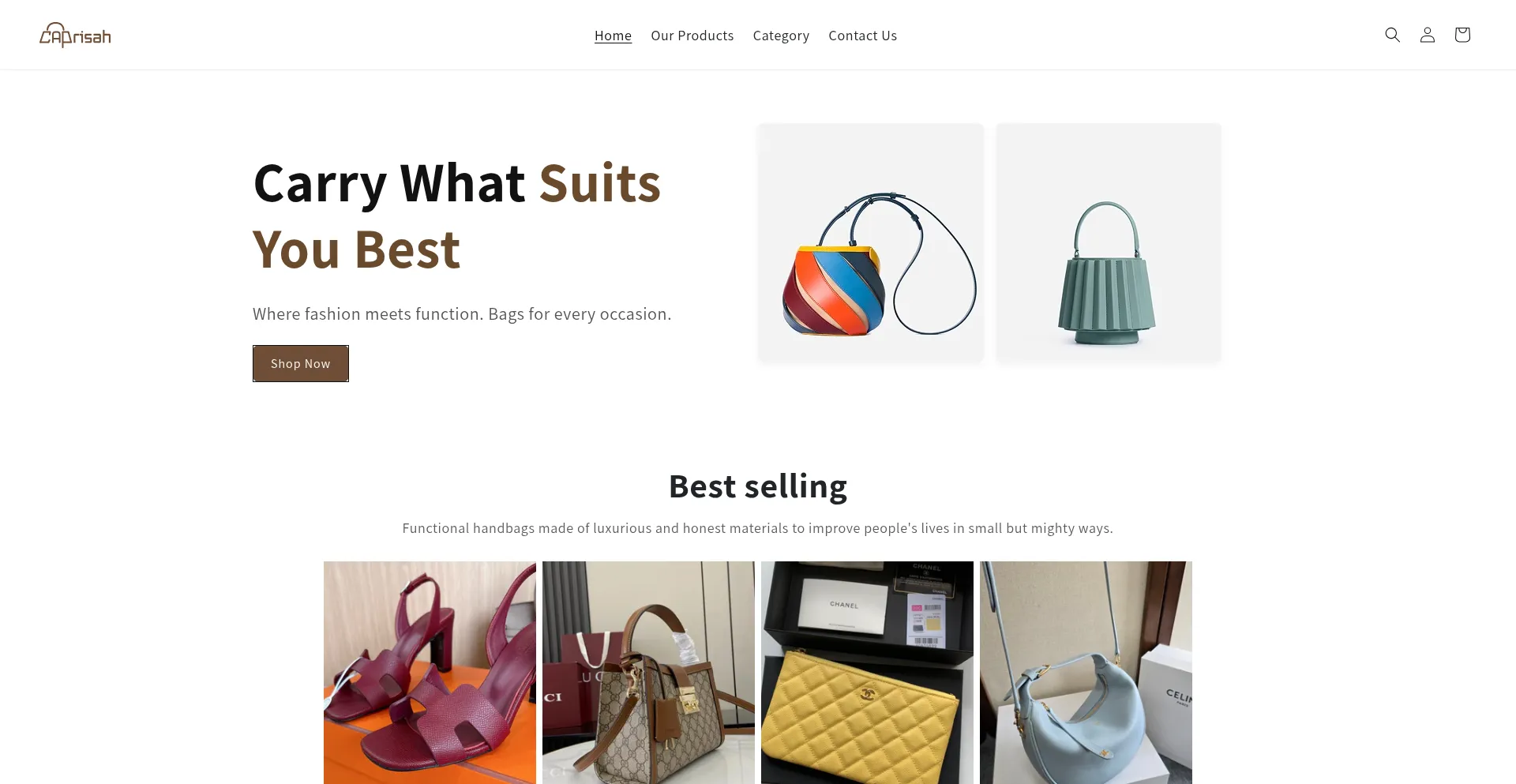 Website screenshot of Caprisah.com