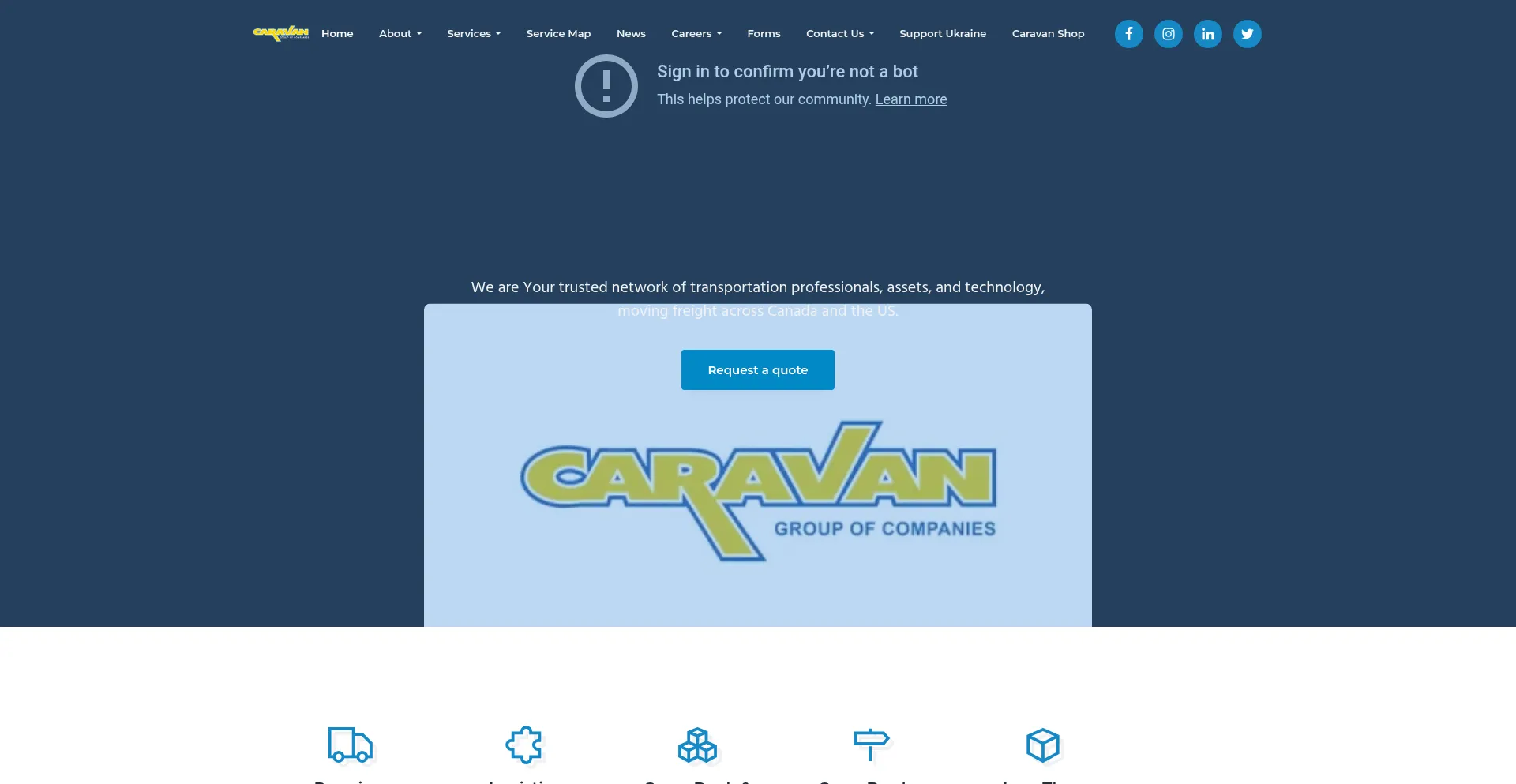 Website screenshot of Caravangroup.com