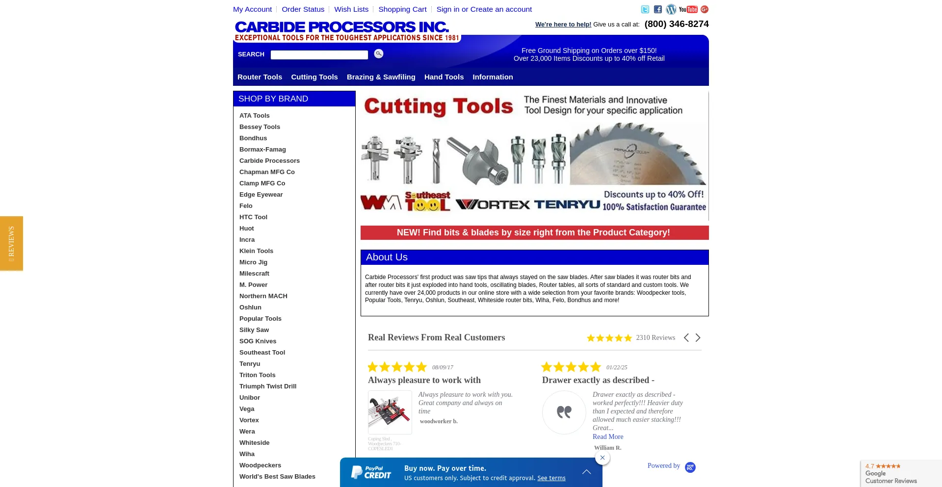Website screenshot of Carbideprocessors.com