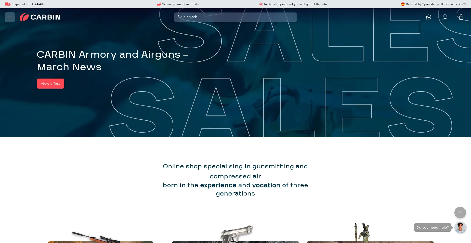 Website screenshot of Carbinstore.com