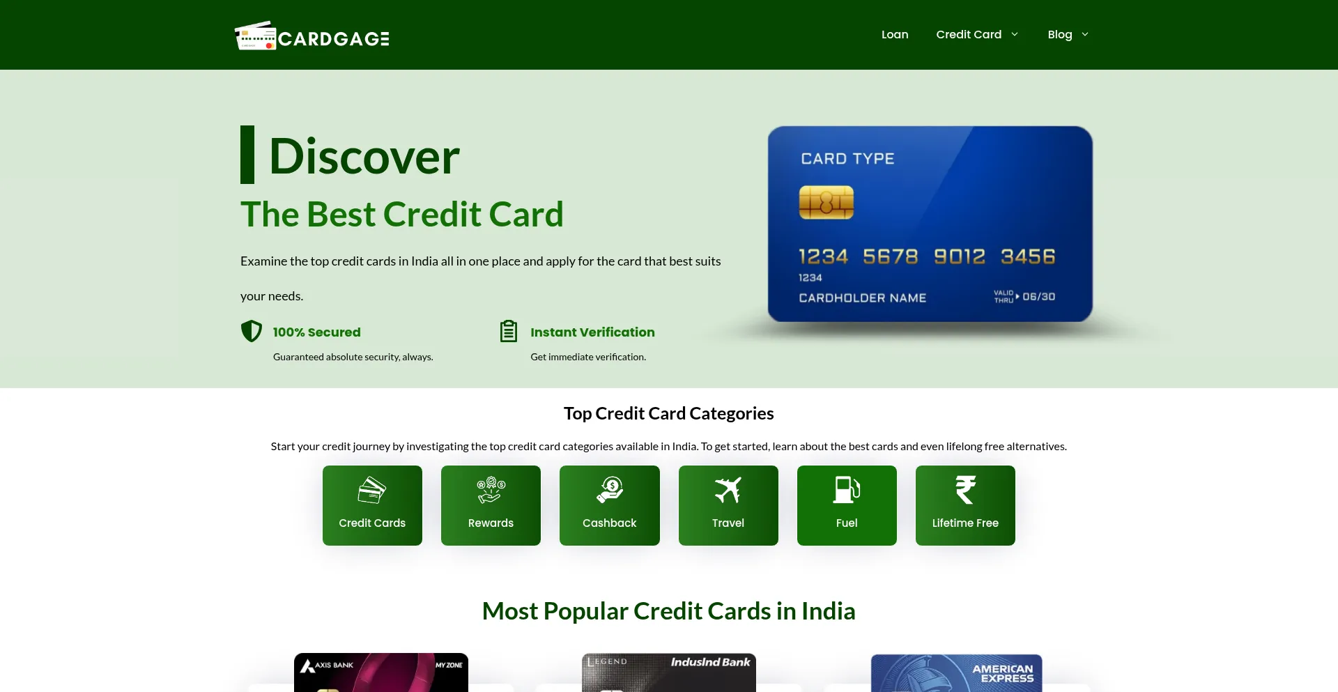 Website screenshot of Cardgage.com