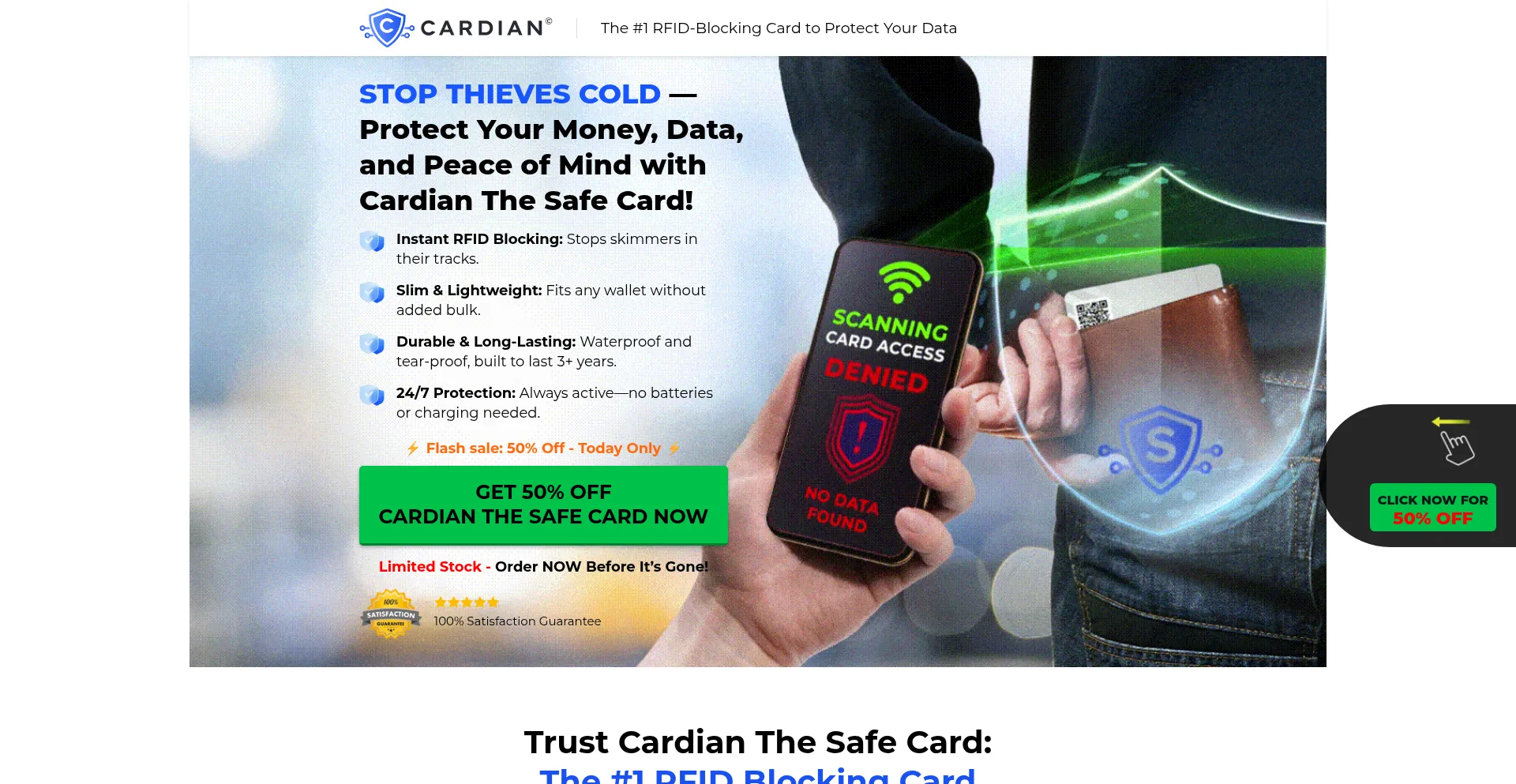 Website screenshot of Cardiansafecard.com
