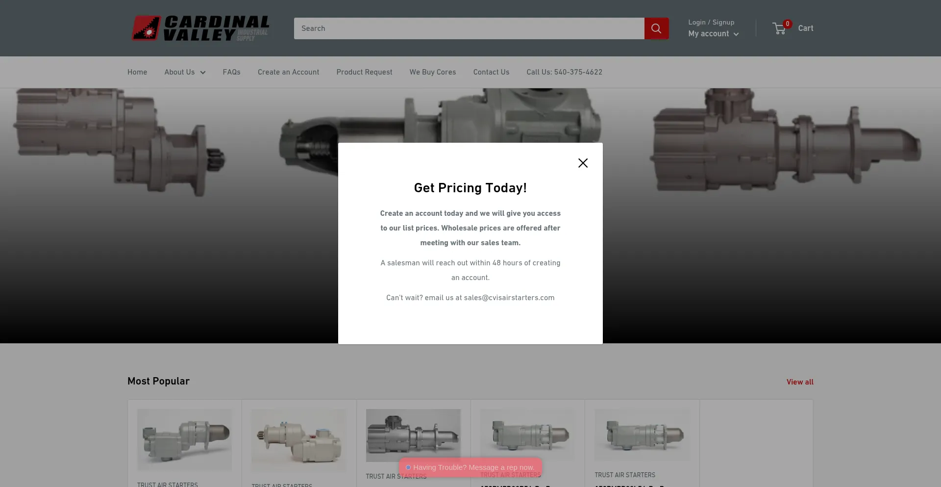 Website screenshot of Cardinalvalley.com