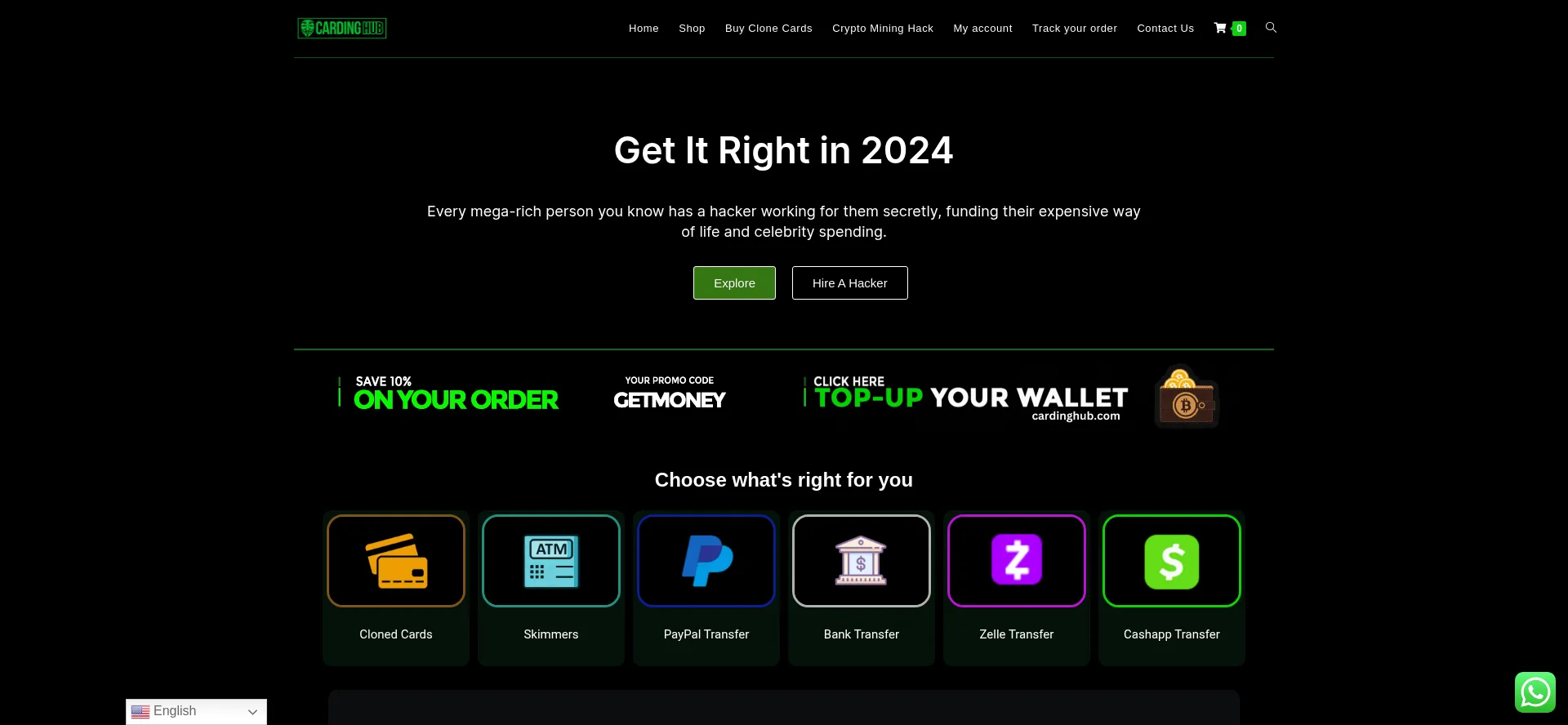 Website screenshot of Cardinghub.com
