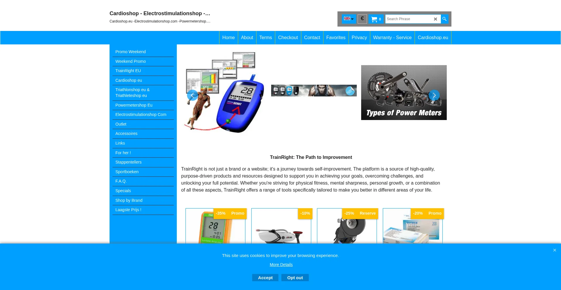 Website screenshot of Cardioshop.be