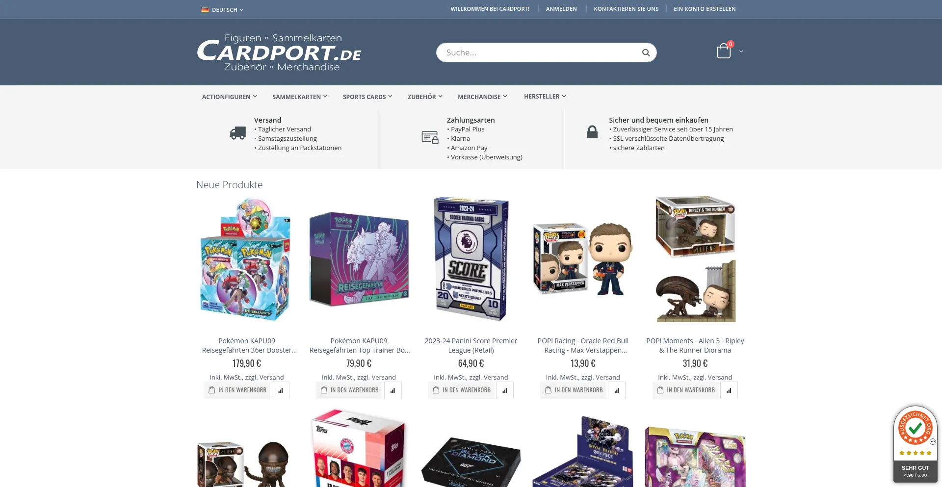 Website screenshot of Cardport.de