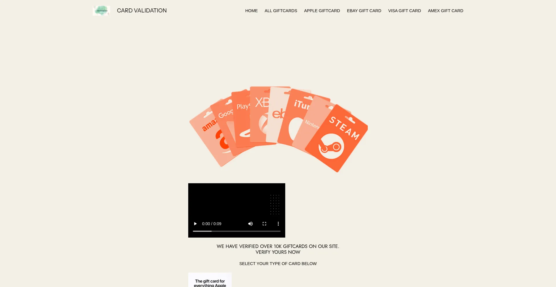 Website screenshot of Cardsvalid.com