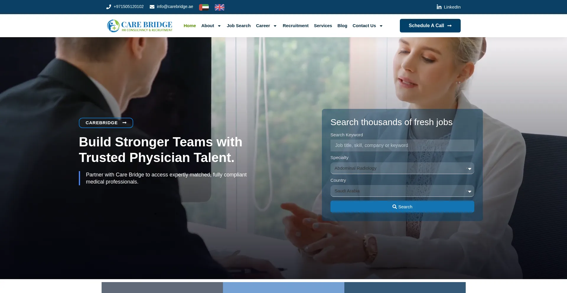 Website screenshot of Carebridge.ae