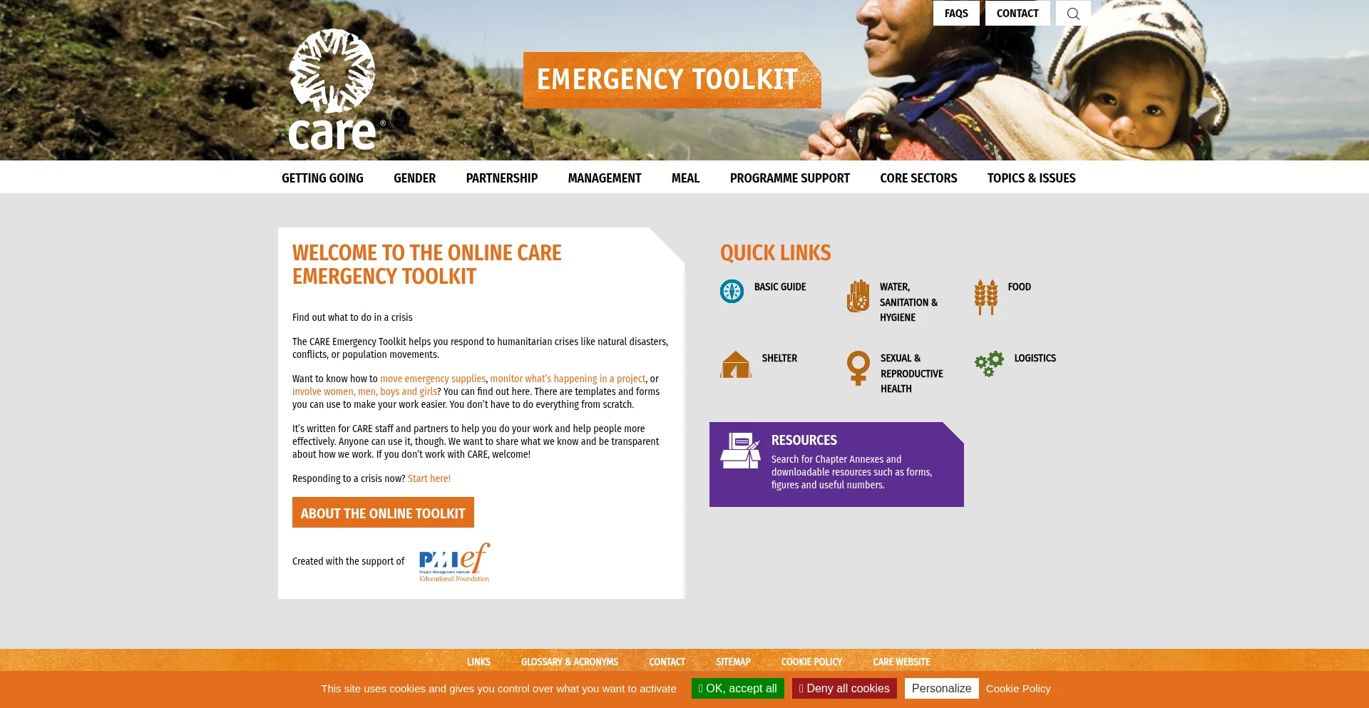 Website screenshot of Careemergencytoolkit.org