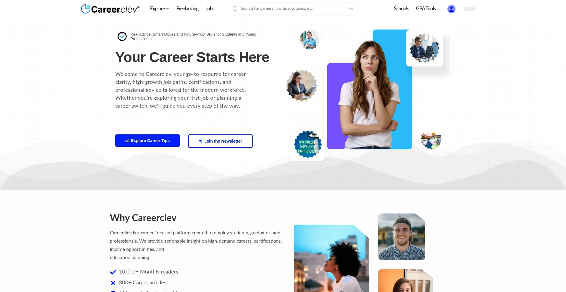 Website screenshot of Careerclev.com