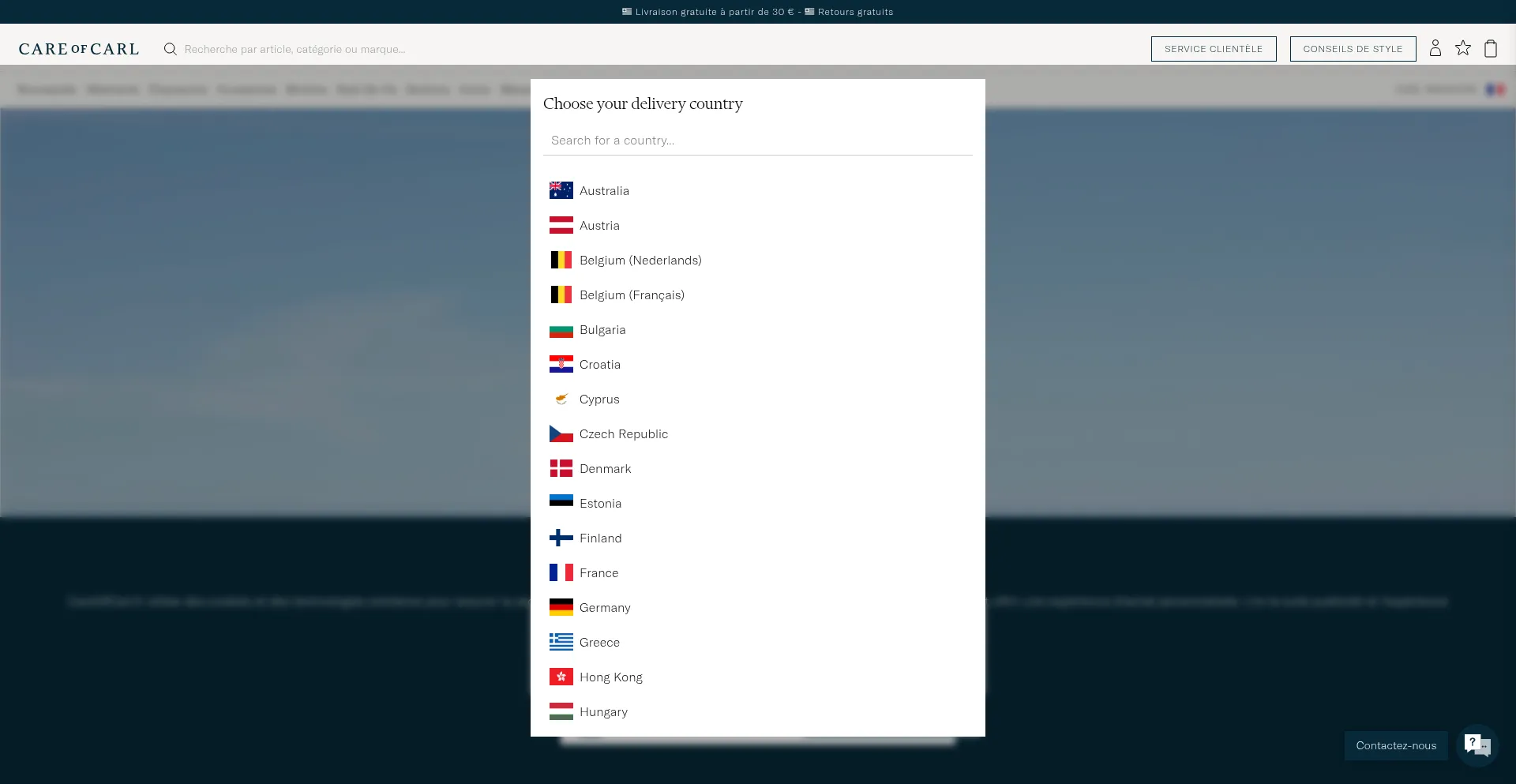 Website screenshot of Careofcarl.fr