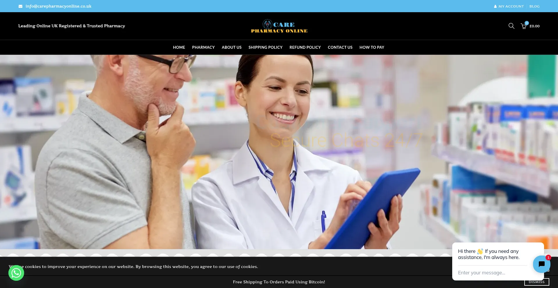 Website screenshot of Carepharmacyonline.co.uk