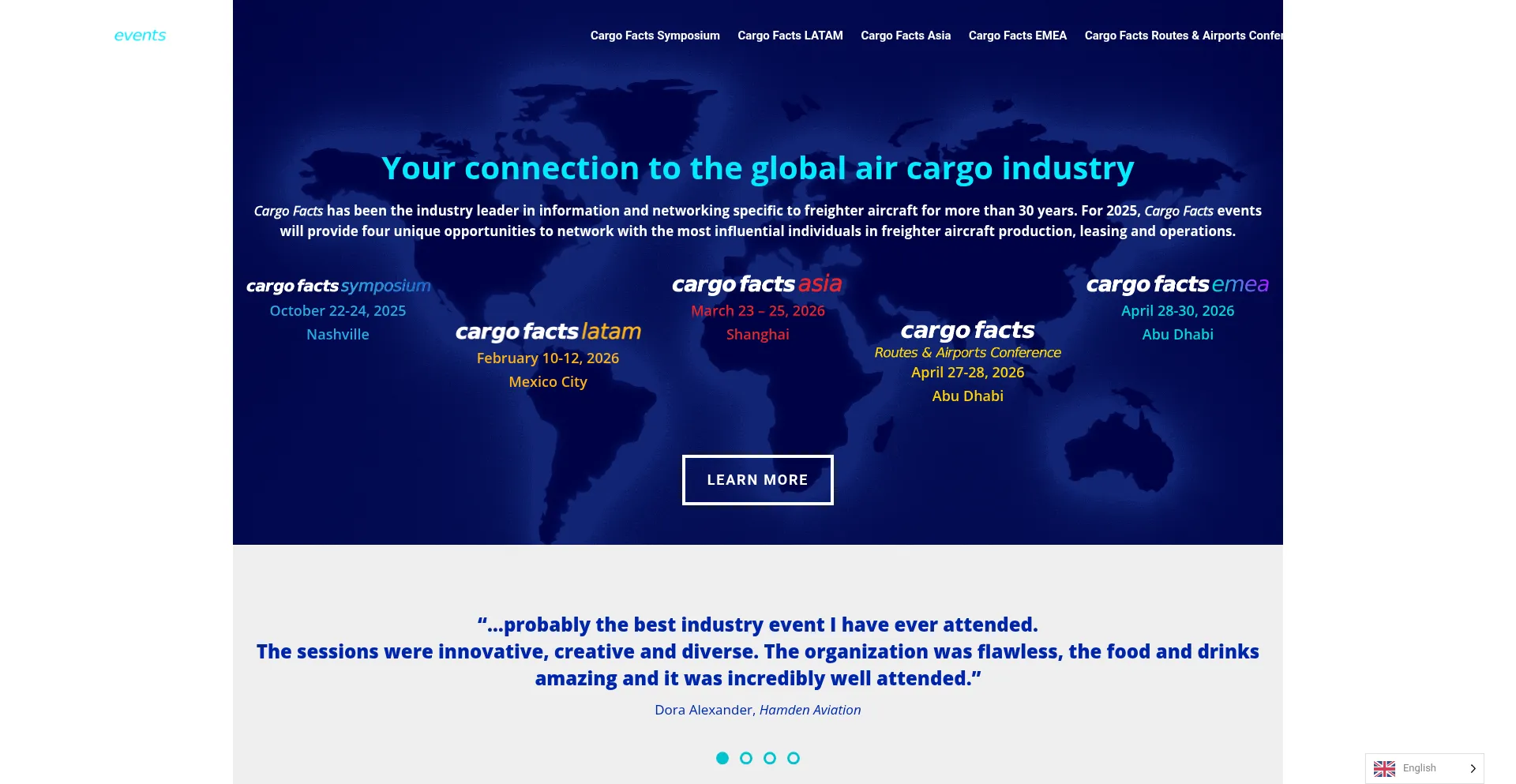 Website screenshot of Cargofactsevents.com
