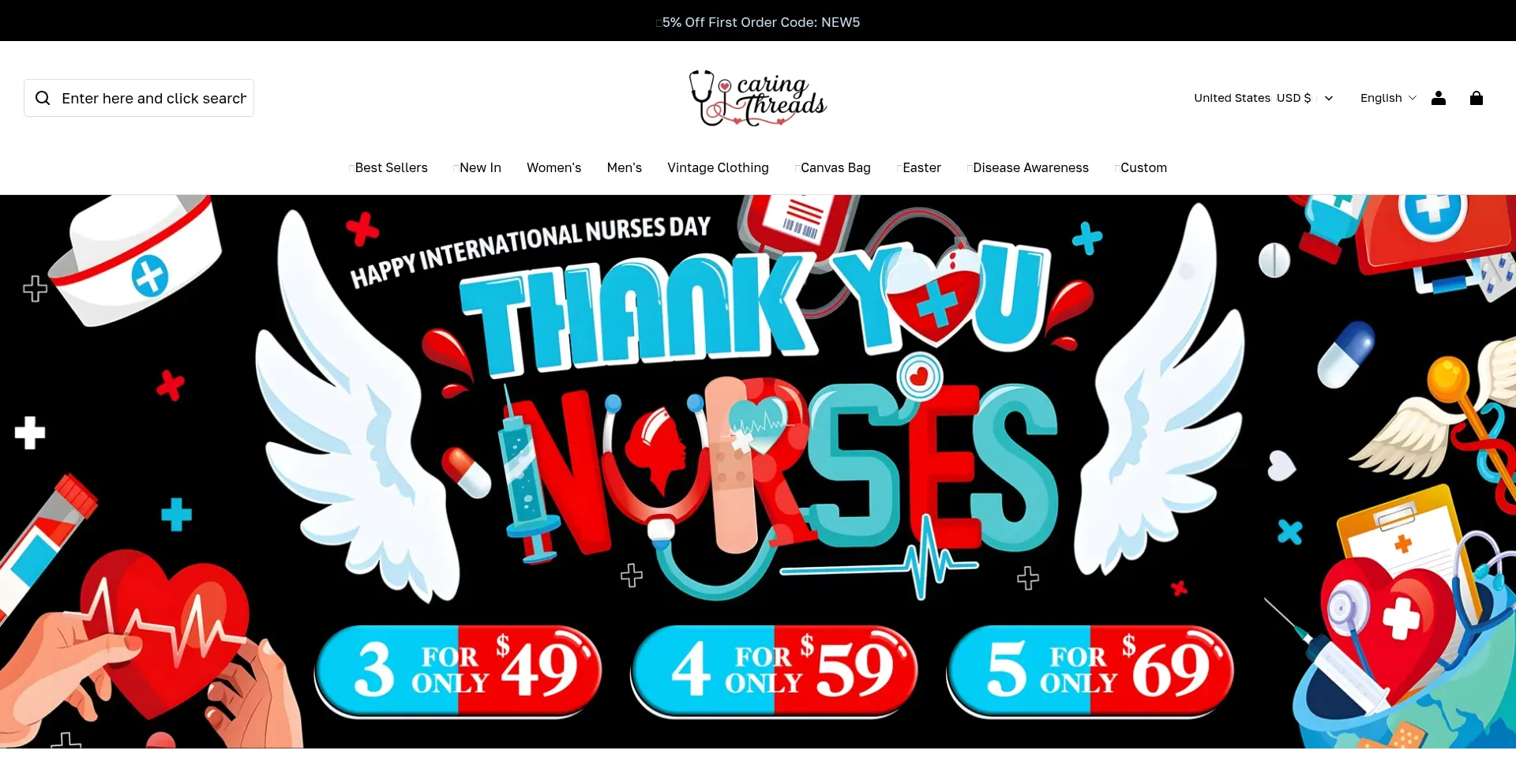 Website screenshot of Caringthread.com