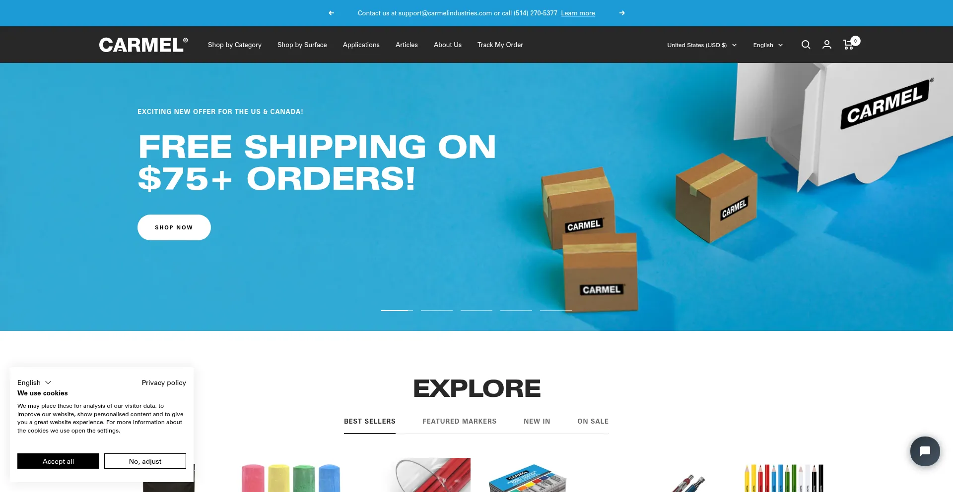 Website screenshot of Carmelindustries.com
