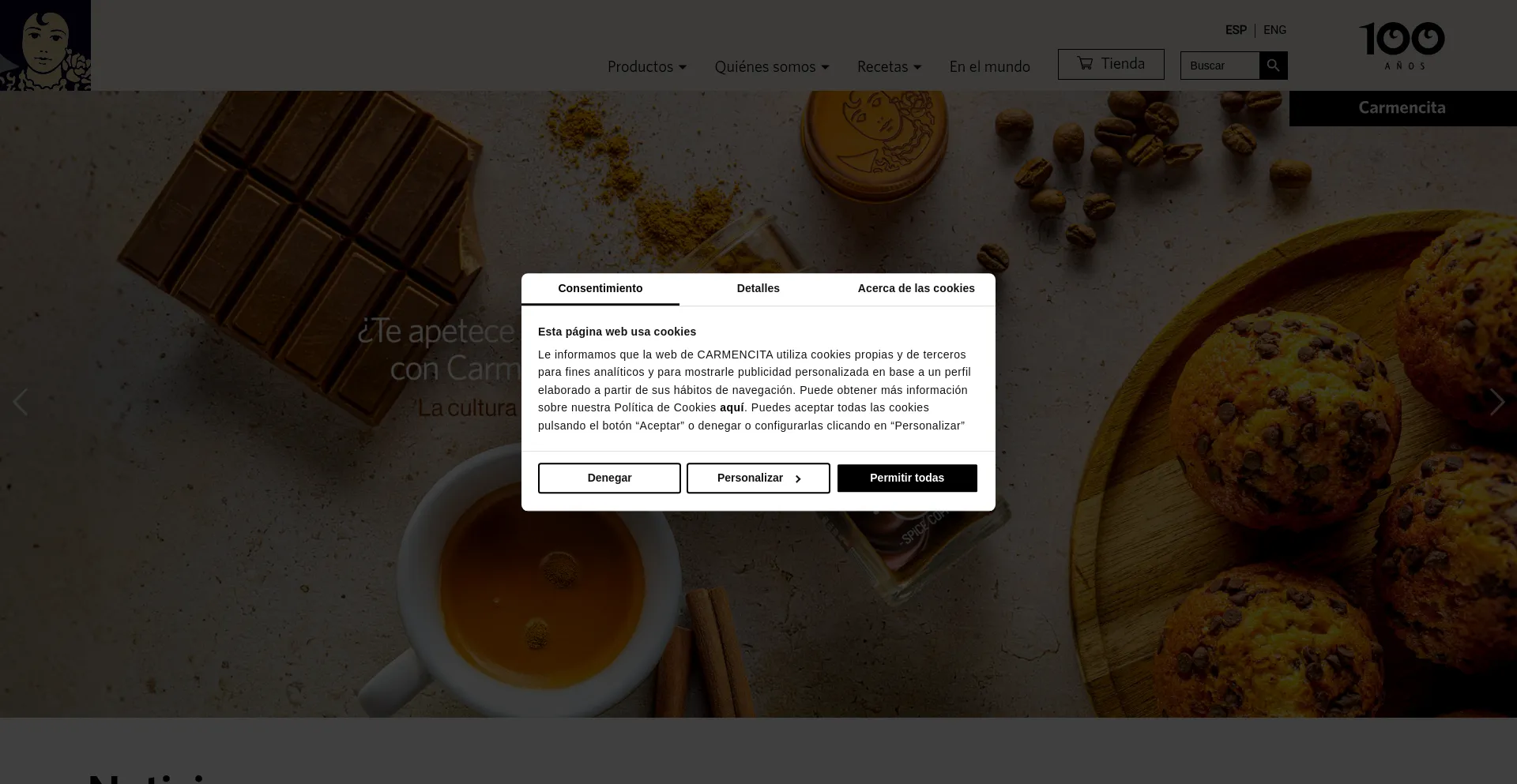 Website screenshot of Carmencita.com
