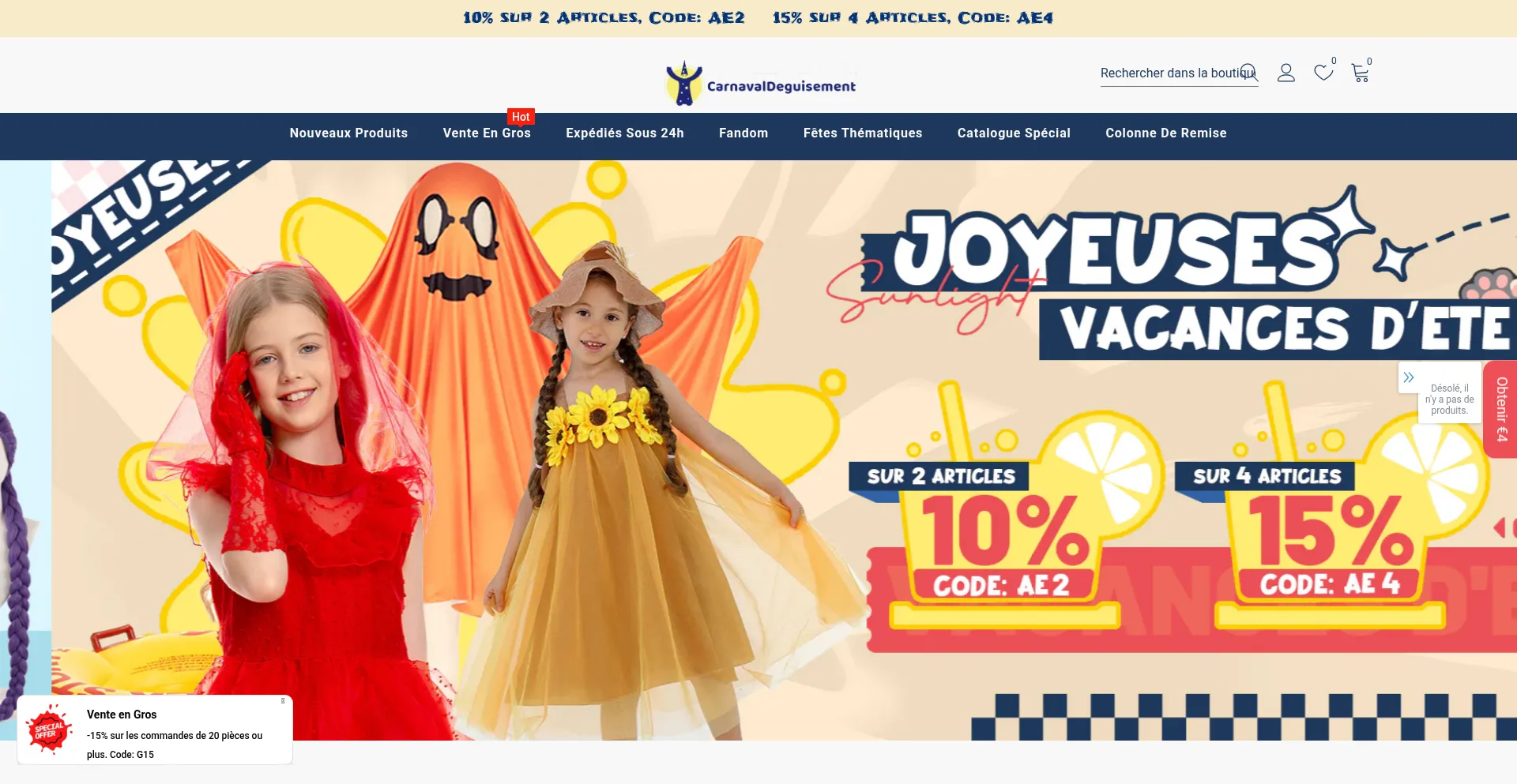 Website screenshot of Carnavaldeguisement.fr