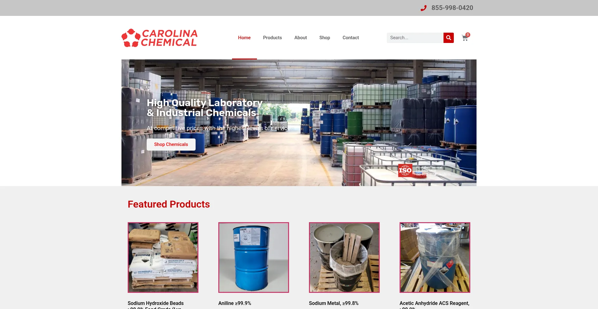 Website screenshot of Carolinachemical.com