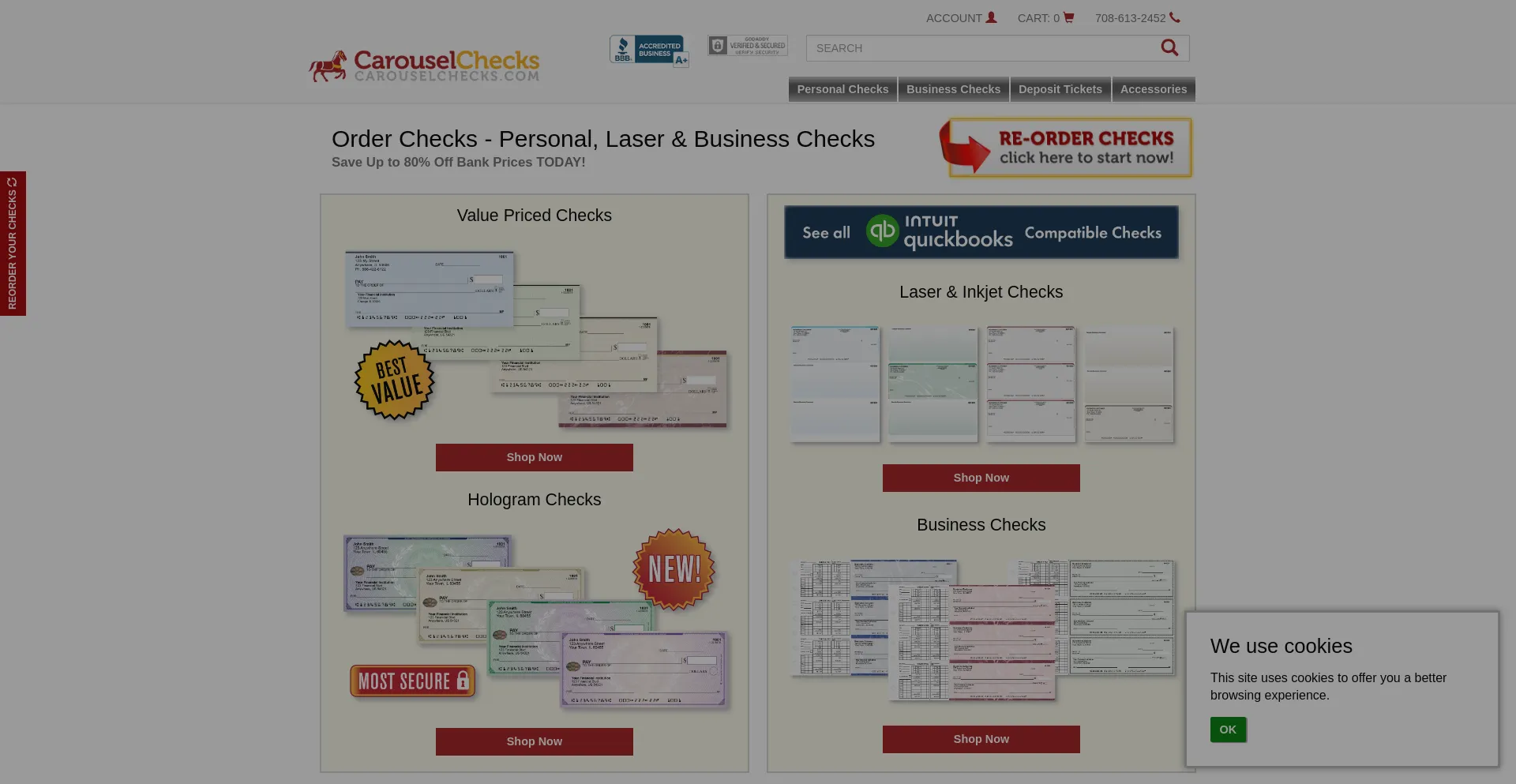 Website screenshot of Carousalchecks.com