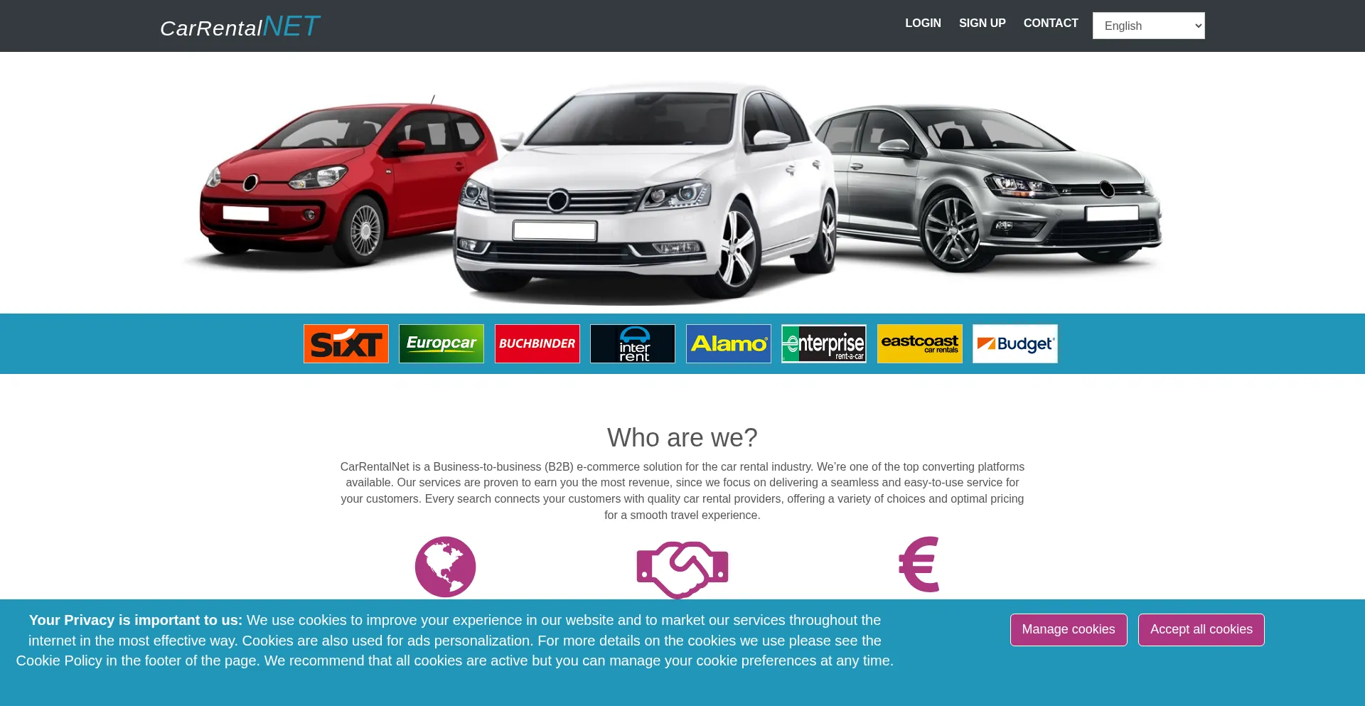 Website screenshot of Carrentalnet.com
