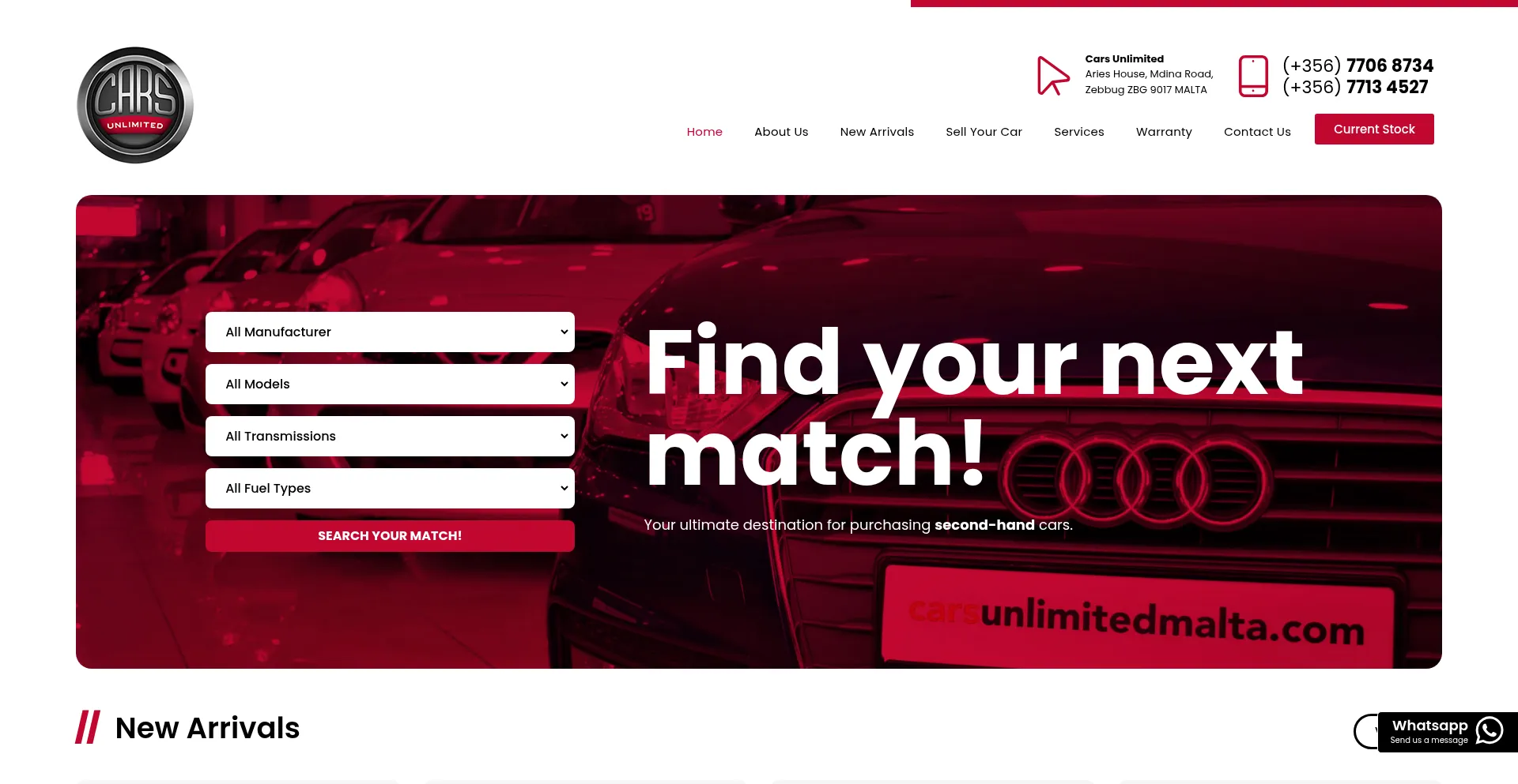 Website screenshot of Carsunlimitedmalta.com