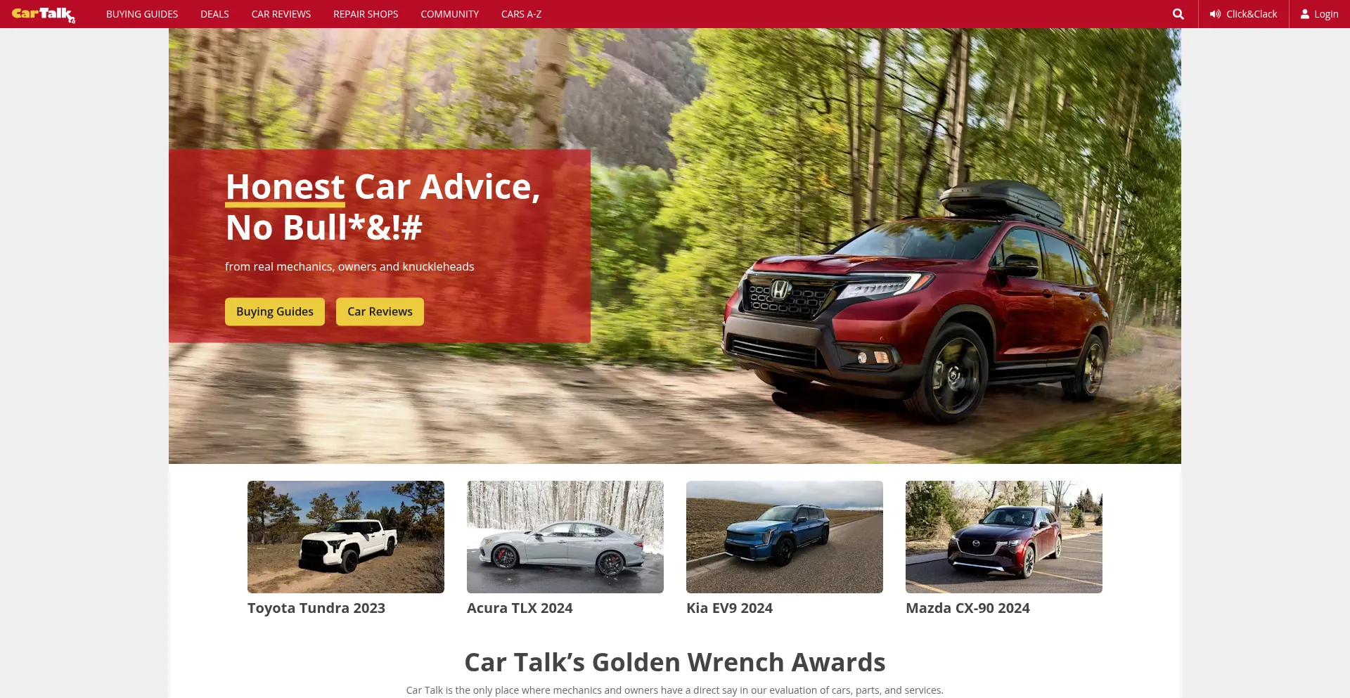 Website screenshot of Cartalk.com