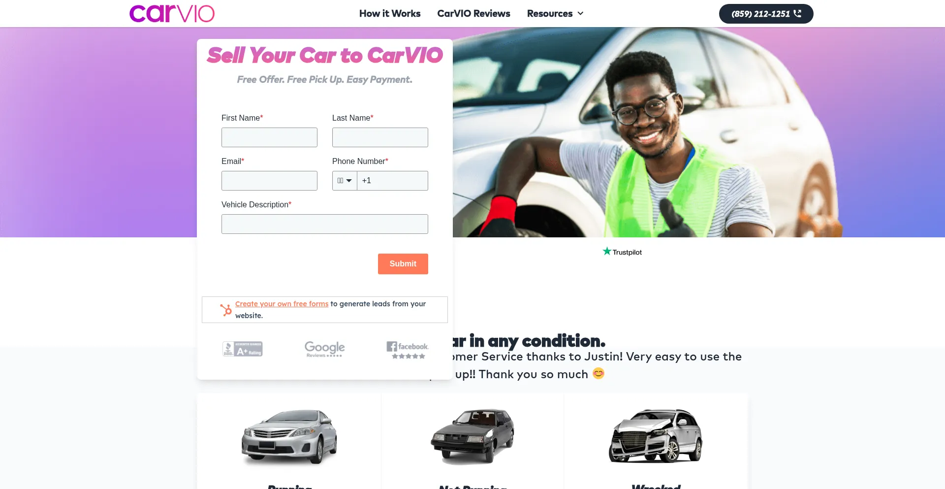 Carvio.com Screenshot