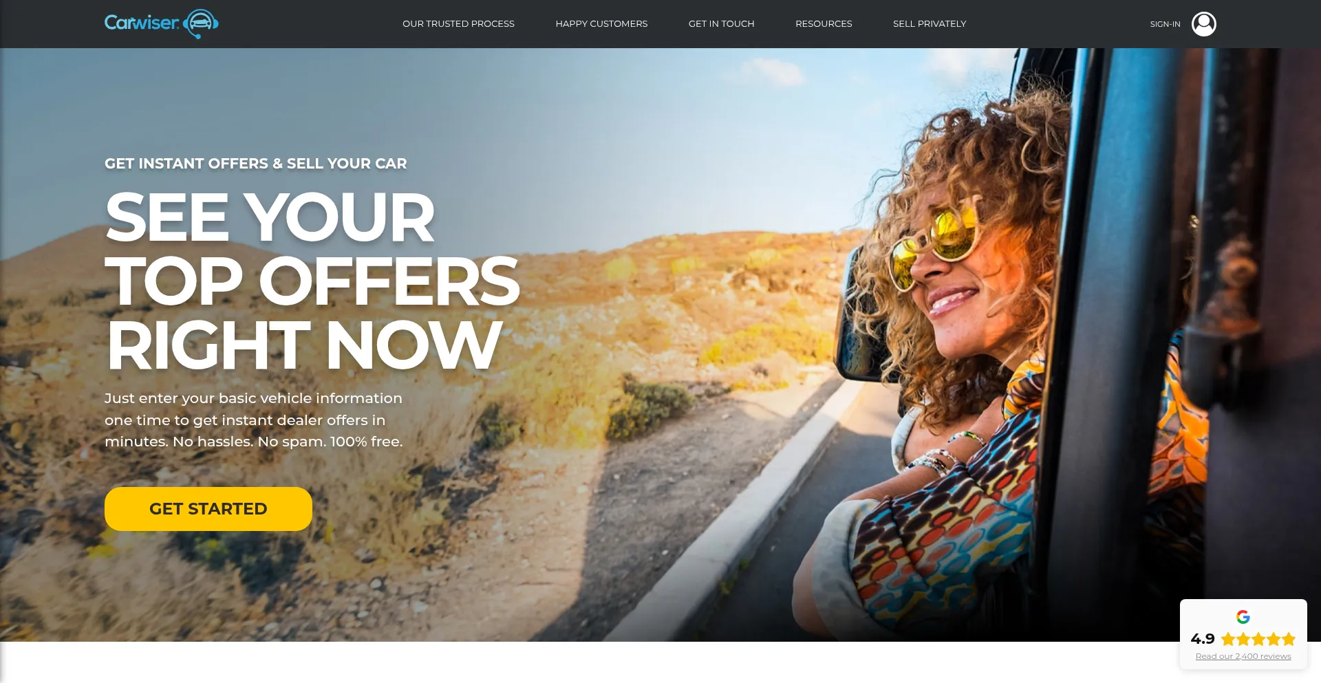 Website screenshot of Carwiser.com
