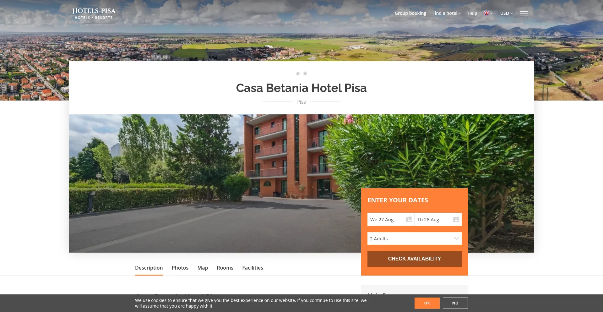 Website screenshot of Casabetania.hotels-pisa.com