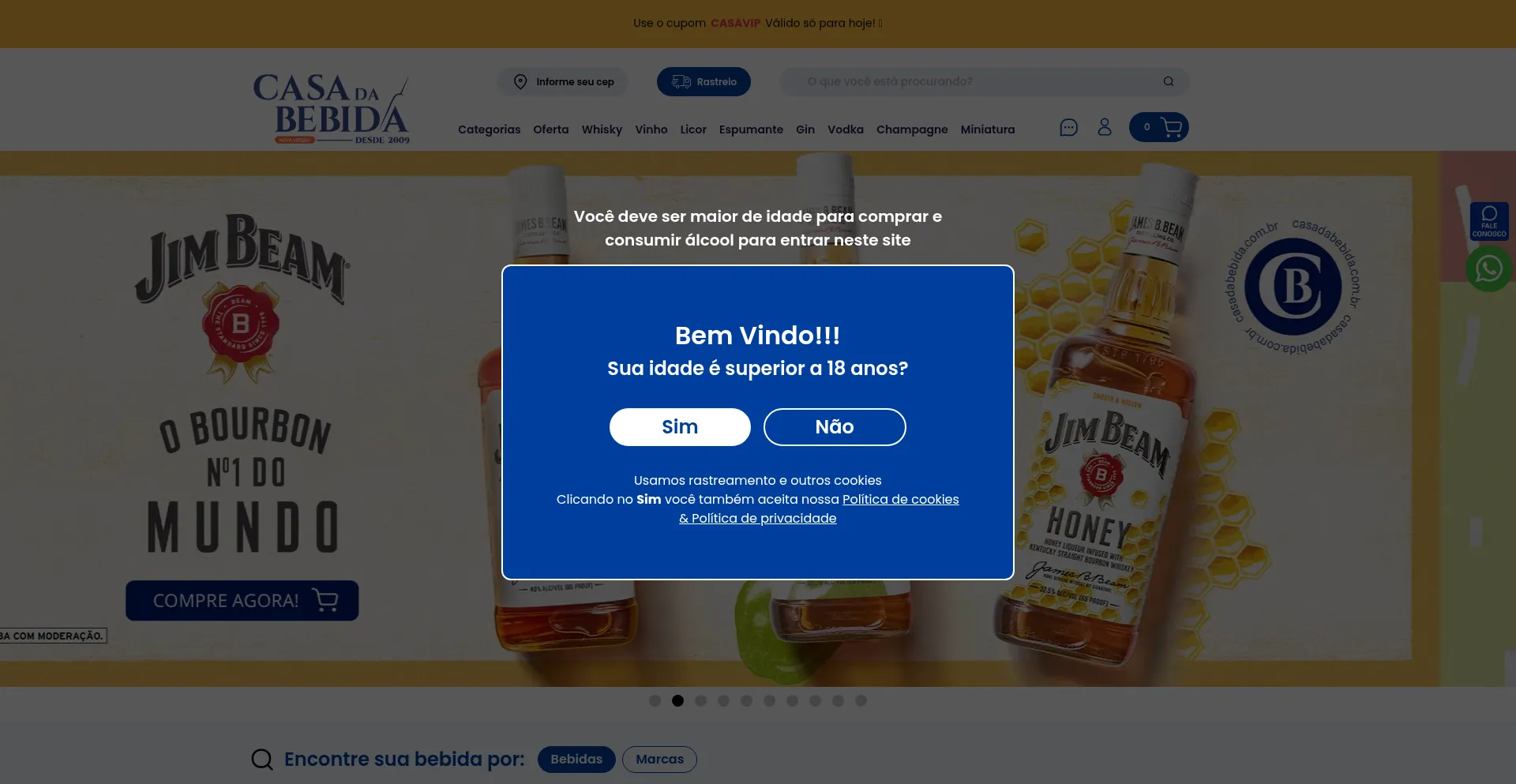 Website screenshot of Casadabebida.com.br