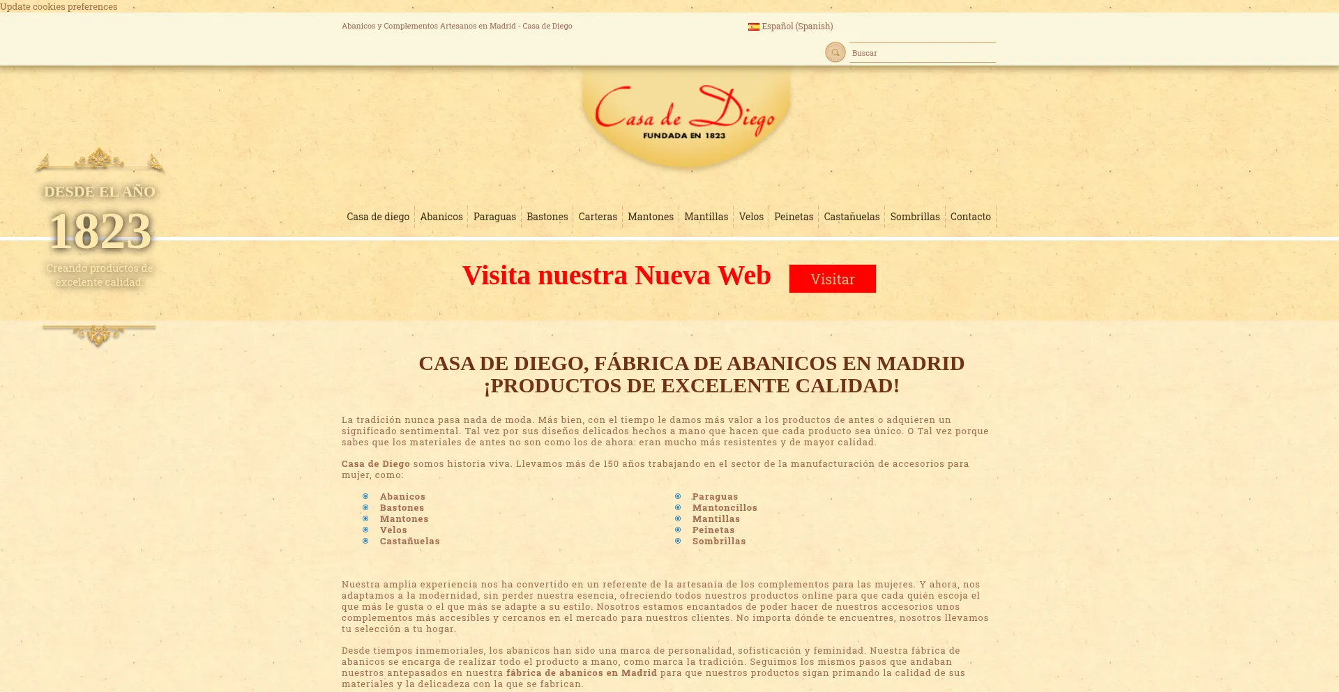Website screenshot of Casadediego.info