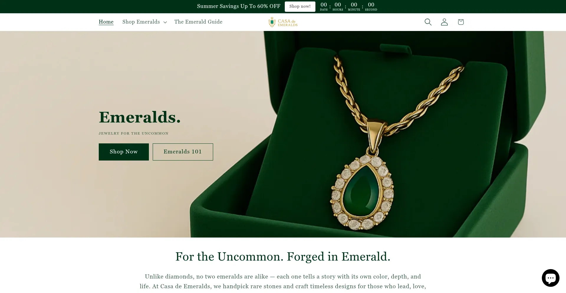 Website screenshot of Casadeemeralds.com