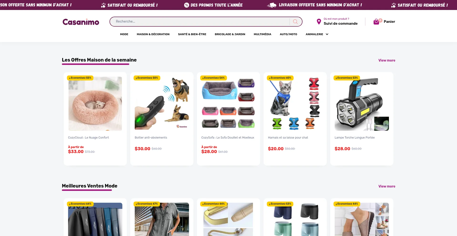 Website screenshot of Casanimo.com