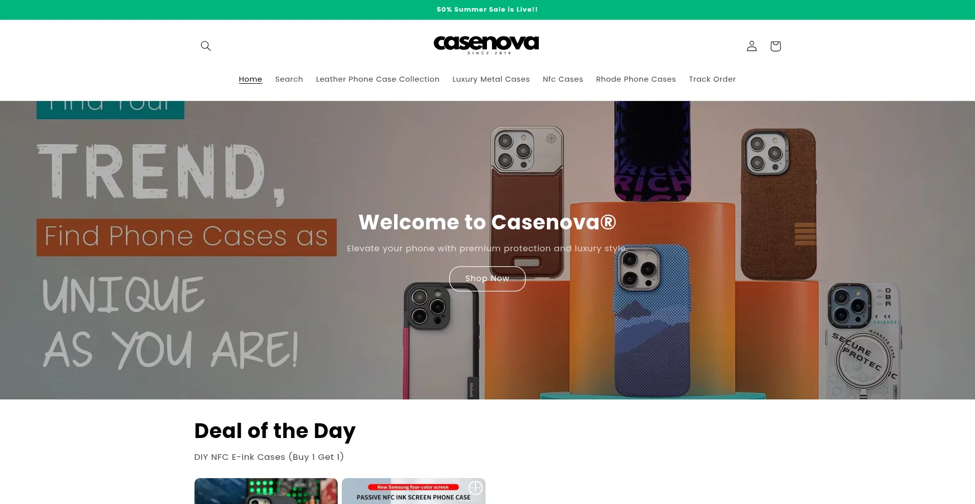 Website screenshot of Casenova.co