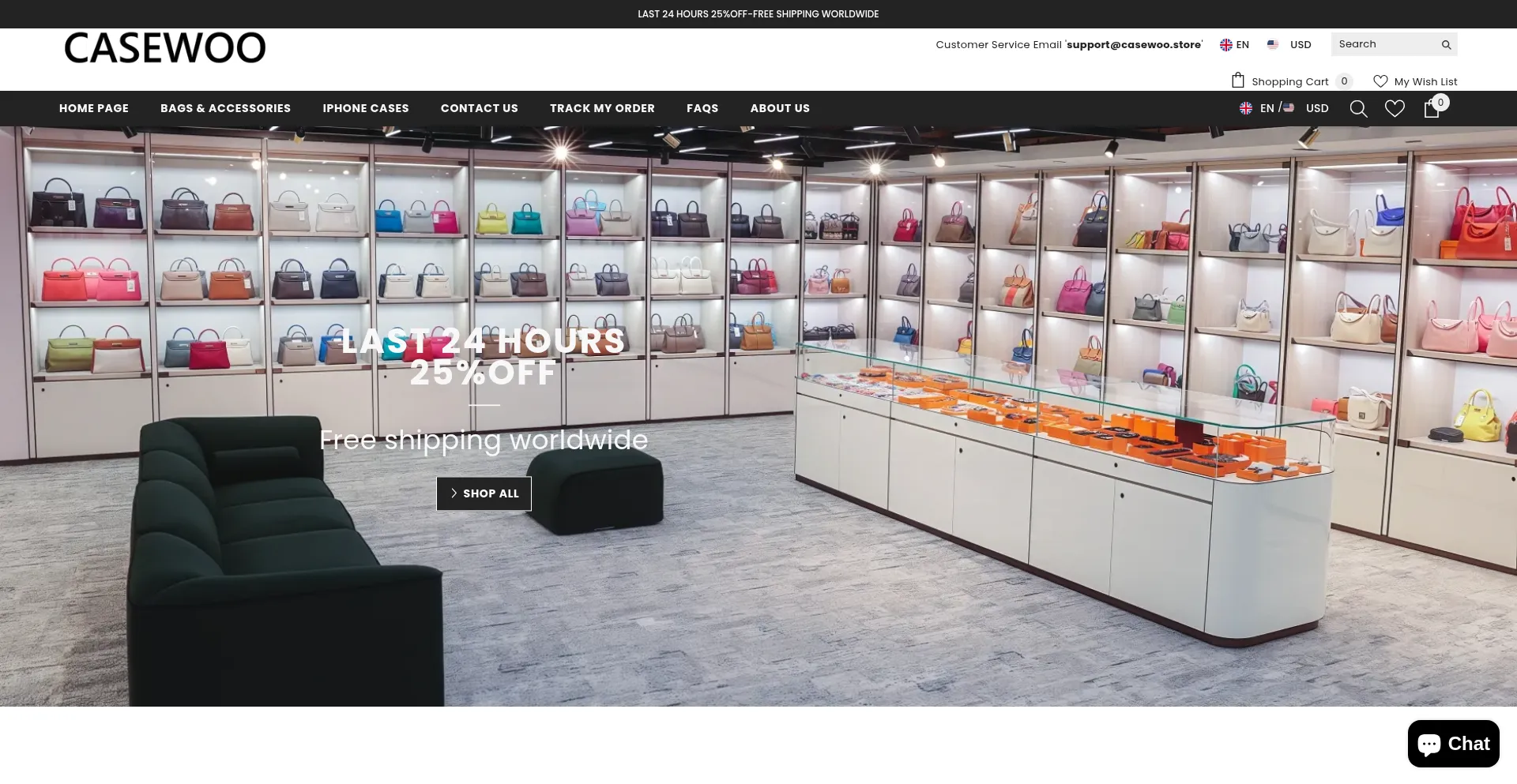 Website screenshot of Casewoo.store