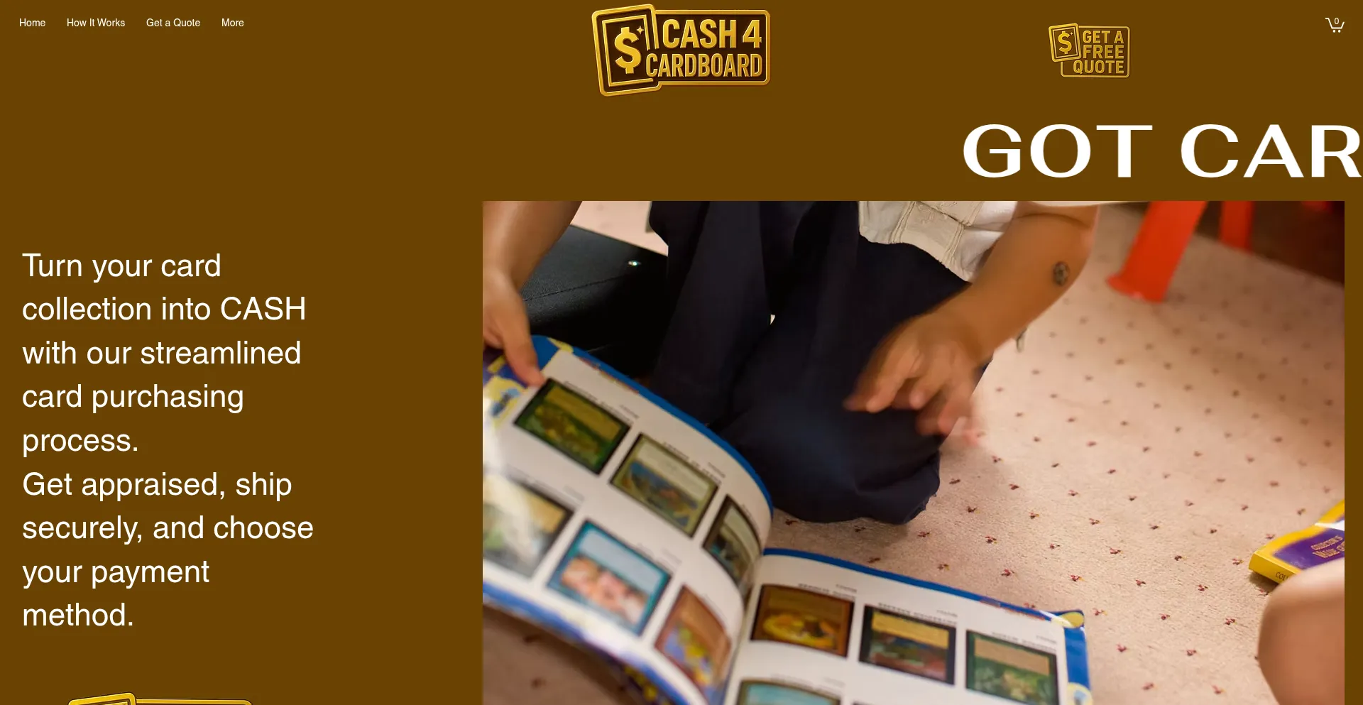 Website screenshot of Cash4cardboard.com