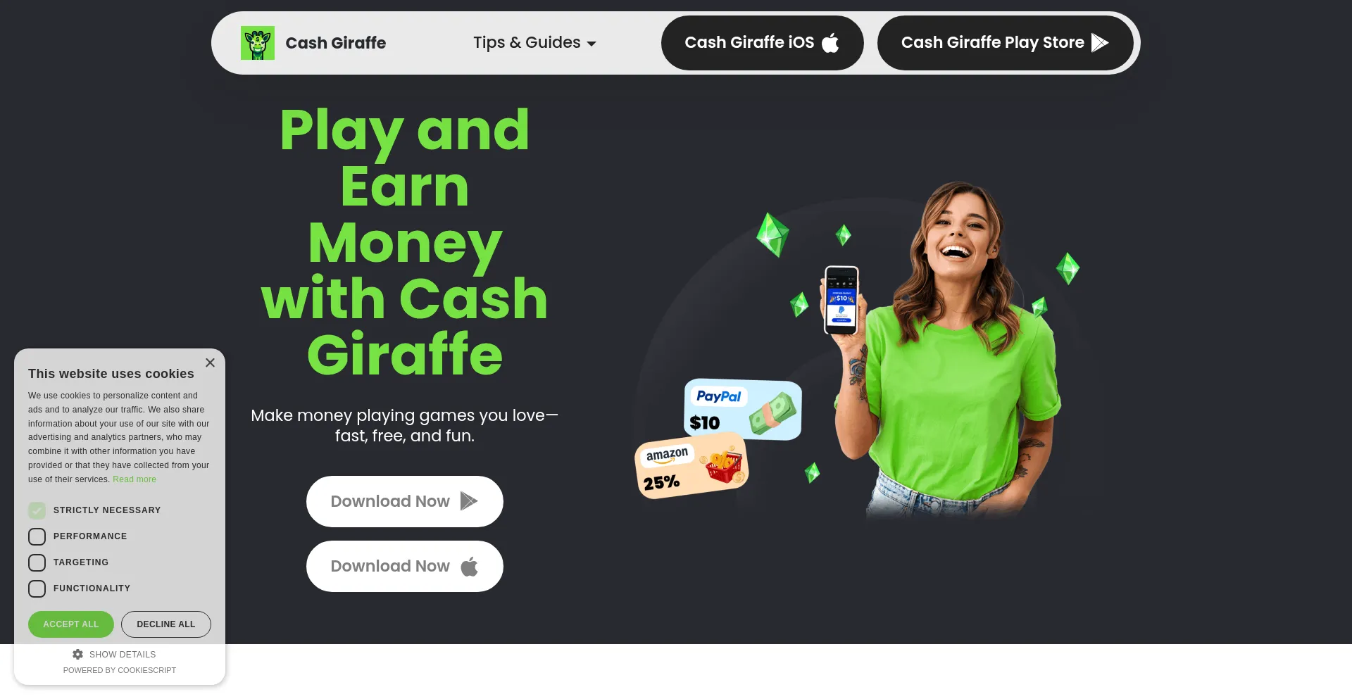 Website screenshot of Cash-giraffe.com