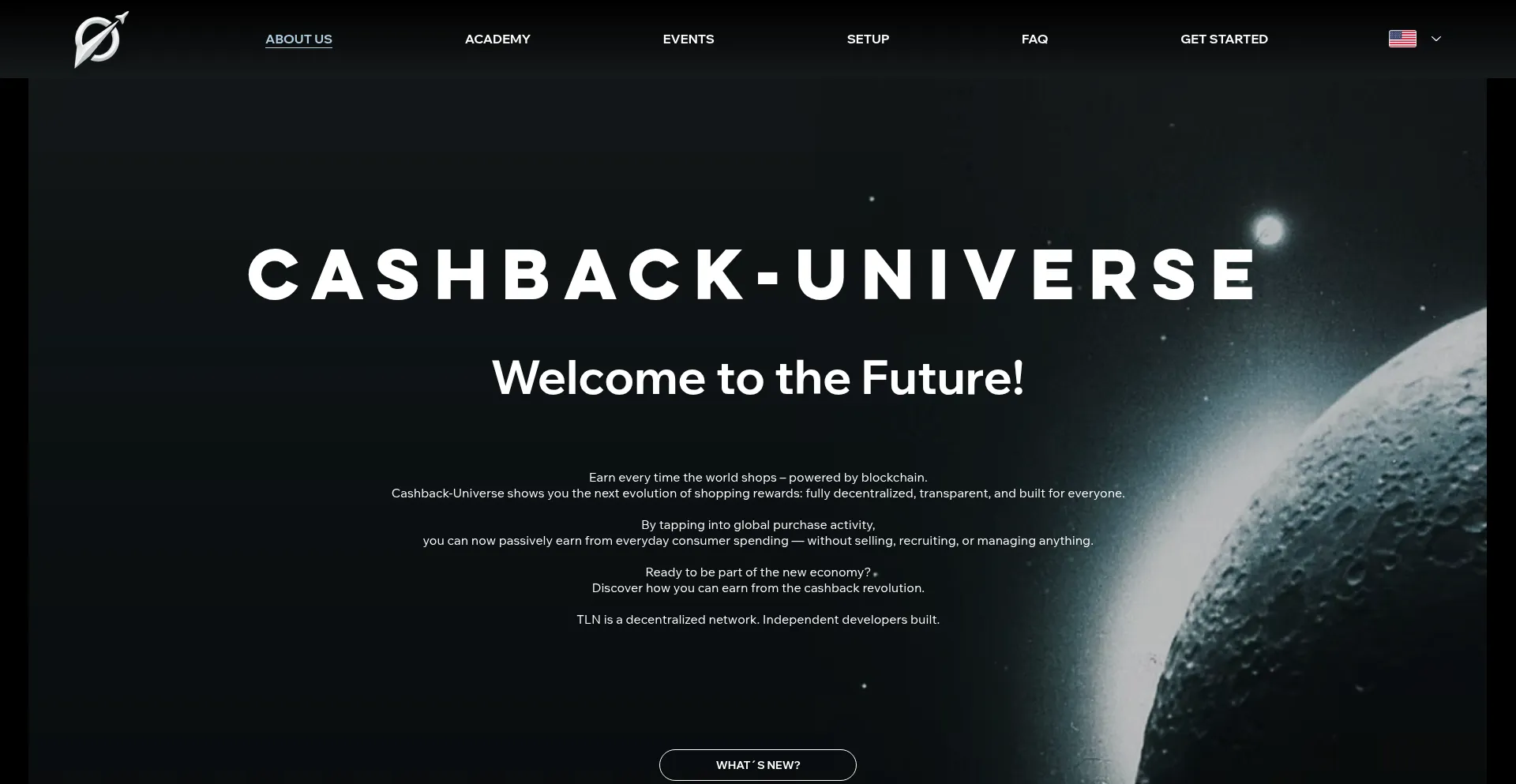 Website screenshot of Cashback-universe.com