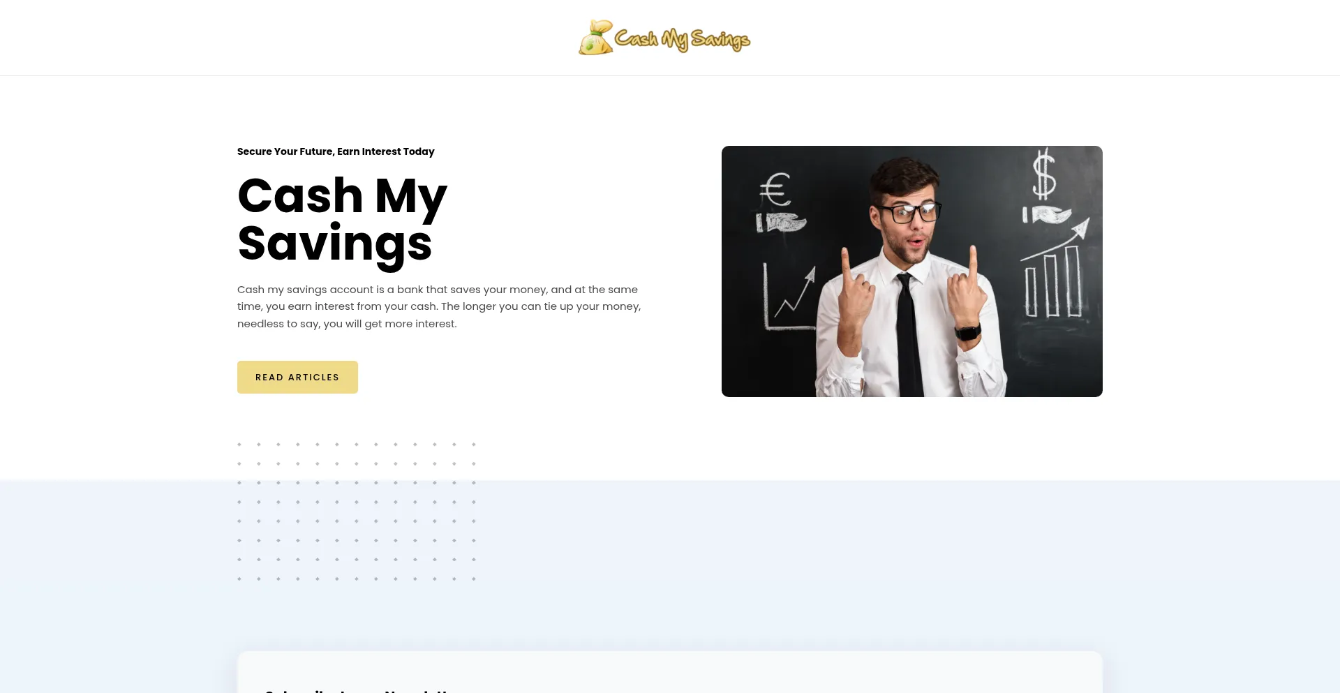 Website screenshot of Cashmysavings.com