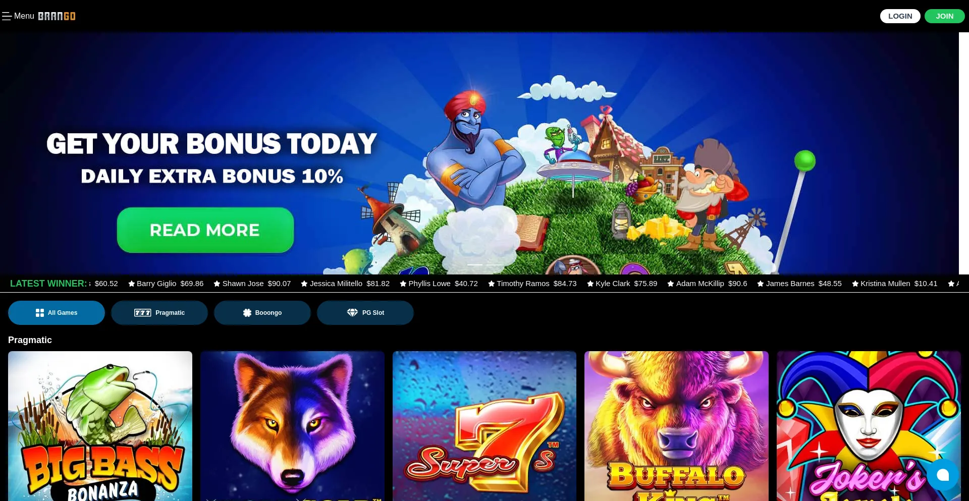 Website screenshot of Casinobrangous.com